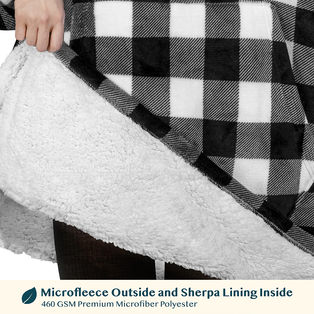 Blanket Sweatshirt Sherpa Lining Plush Soft Comfy Fleece Oversized Hoodie Pocket - Picture 26 of 101
