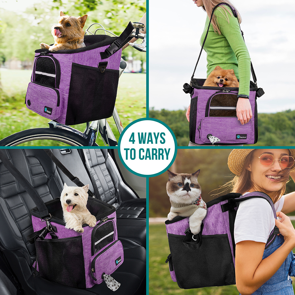 Dog Bike Basket Carrier for Handlebar Pet Bicycle Bag Puppy Cat Soft Safety Mesh - Picture 34 of 44