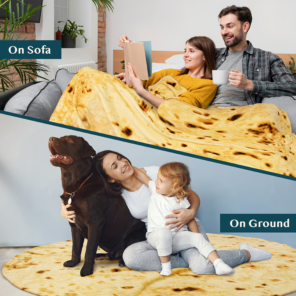 Tortilla Blanket Burrito Wrap Throw Food Blanket Funny Gag Adult Gift Taco Corn - Picture 19 of 25
