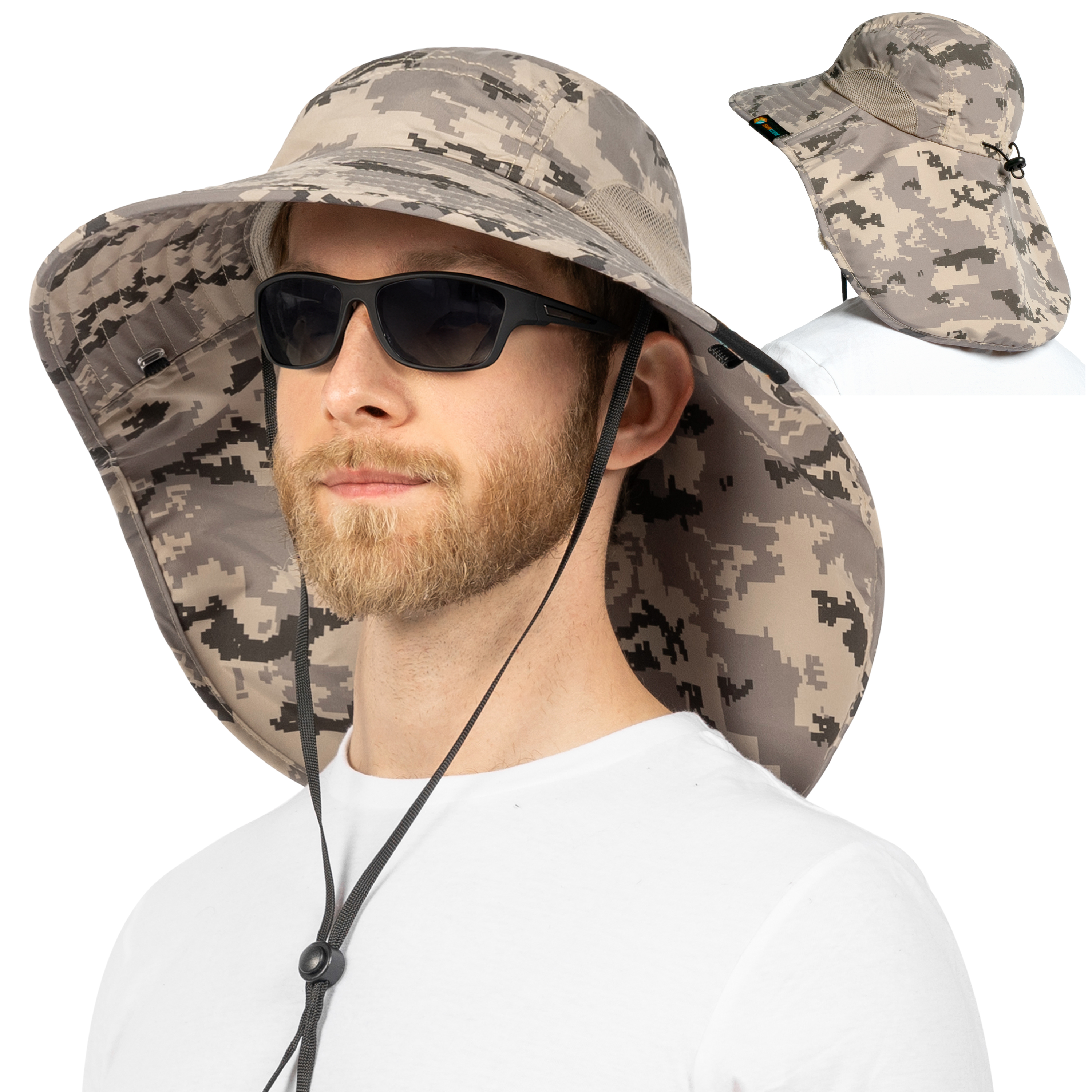 Sombrero para el Sol con Solapa para el Cuello Ala Ancha Sombrero para Senderismo 50+UPF Hombres Mujeres Pesca Safari FPS - Imagen 52 de 128