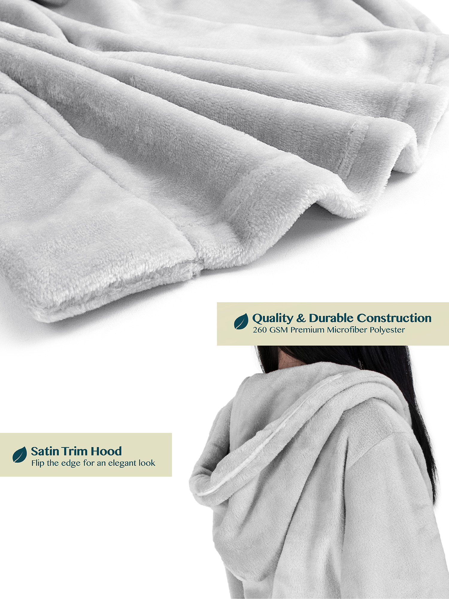 Womens Fleece Hooded Robe Plush Warm Long Luxury Spa Night Bathrobe Sleepwear - Picture 29 of 49