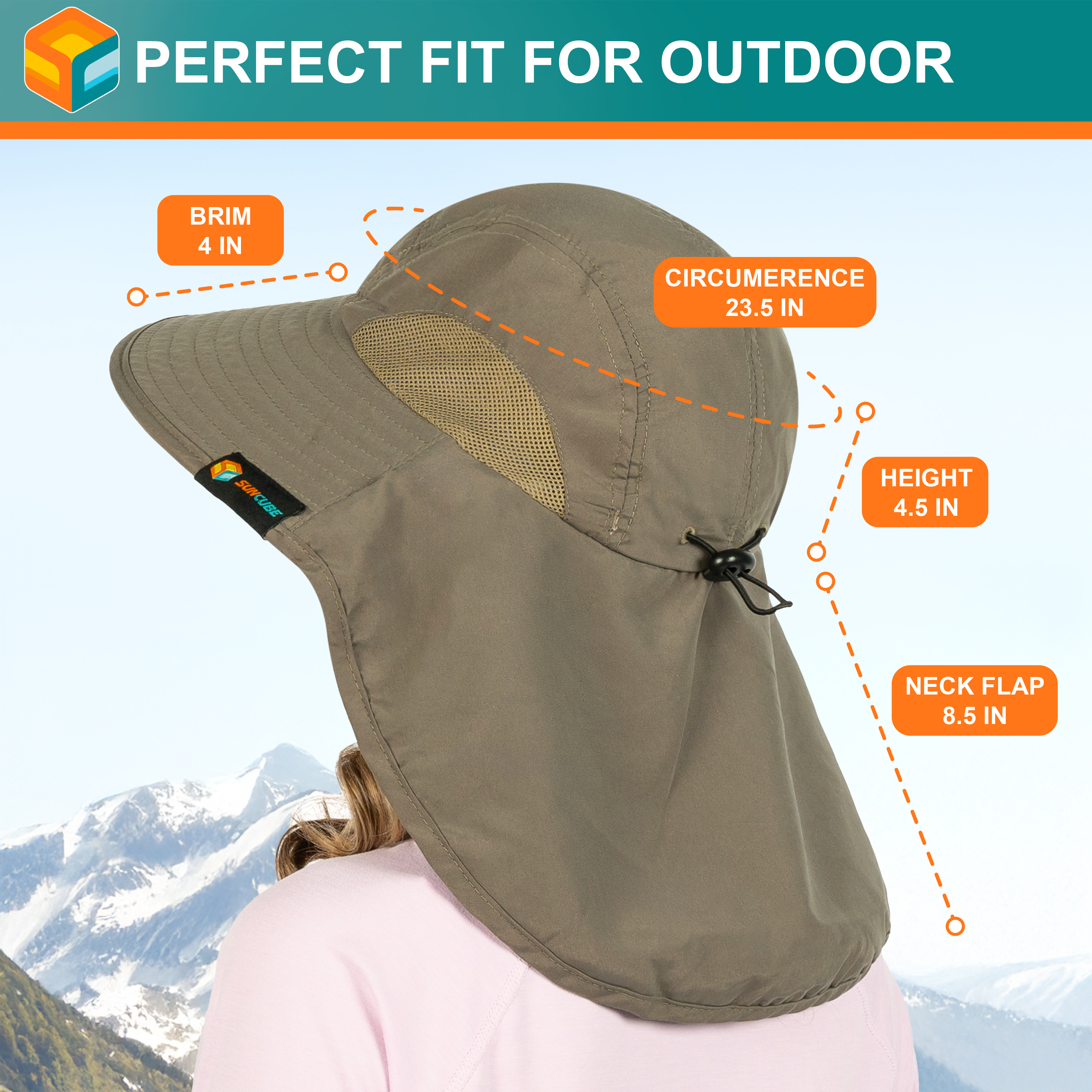Sombrero para el Sol con Solapa para el Cuello Ala Ancha Sombrero para Senderismo 50+UPF Hombres Mujeres Pesca Safari FPS - Imagen 92 de 128