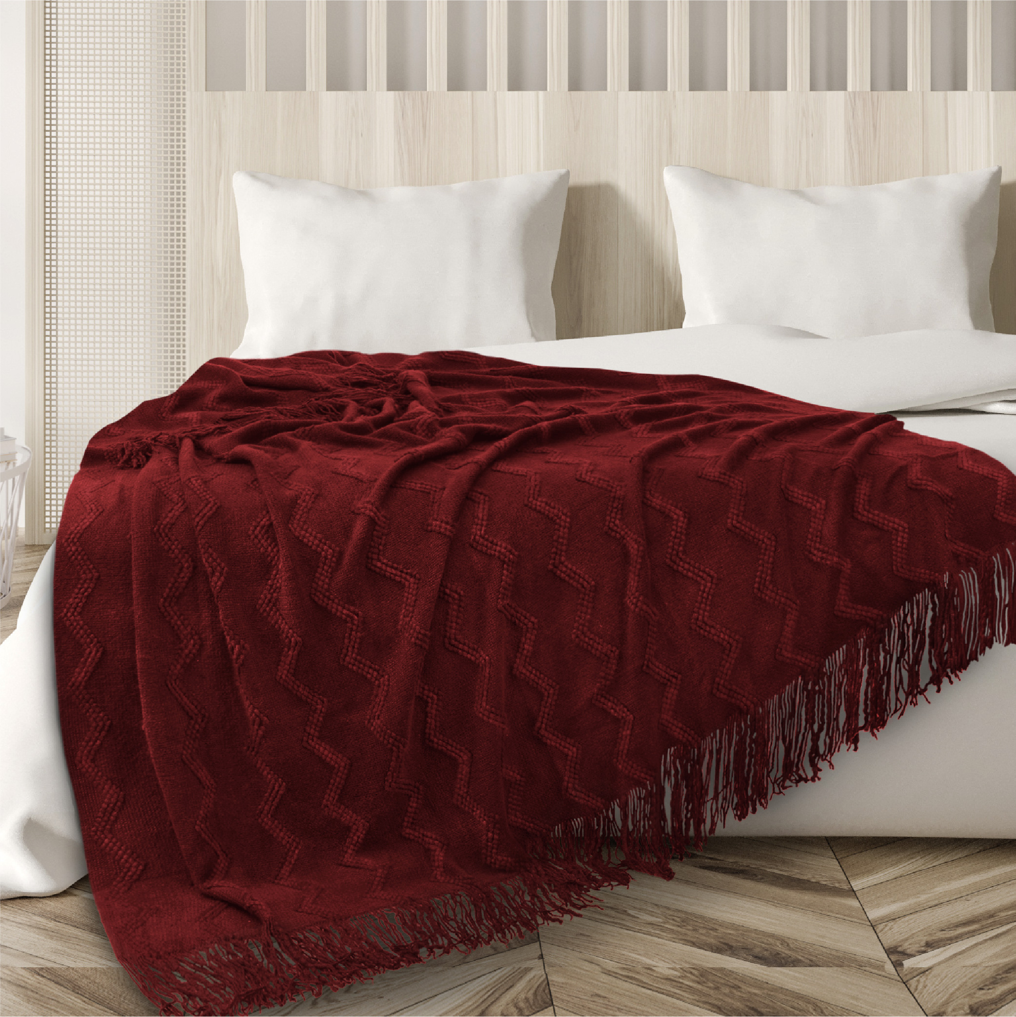 Textured Knitted Fringe Throw Blanket Decorative for Couch Sofa Bed Lightweight - Picture 140 of 142