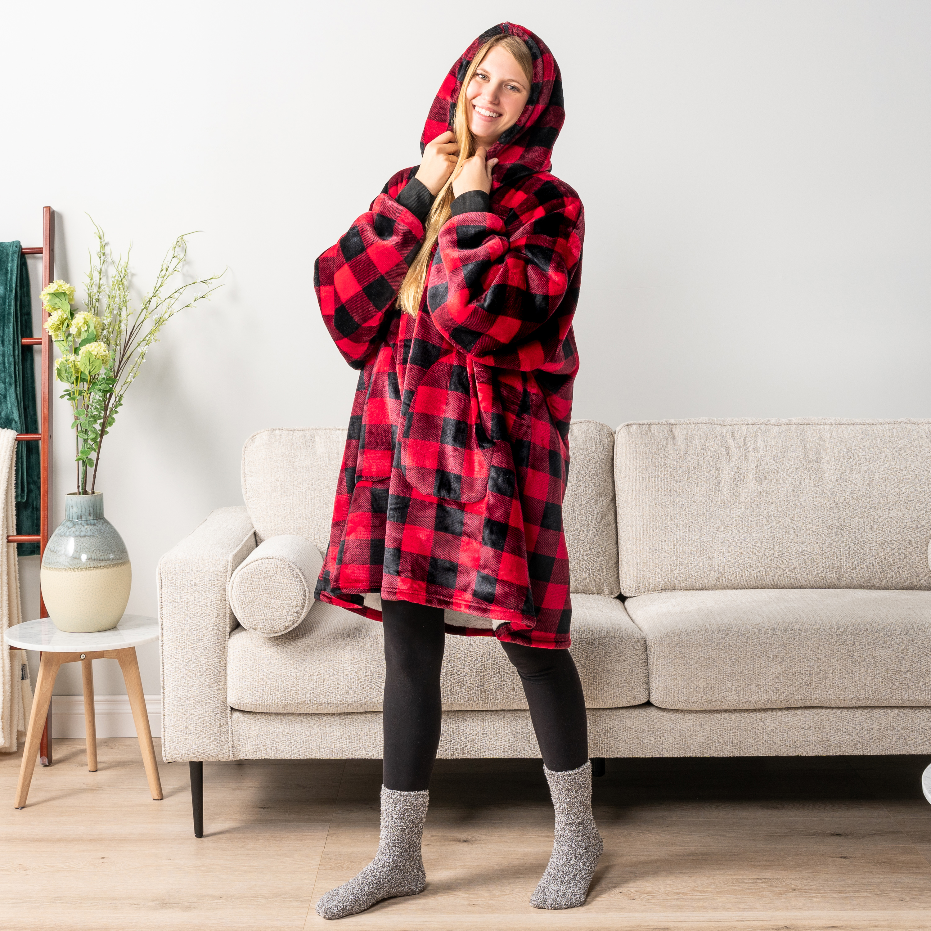 Manta Sudadera Sherpa Forro Felpa Suave Cómoda Vellón Gran Tamaño Sudadera con Capucha Bolsillo - Imagen 25 de 118