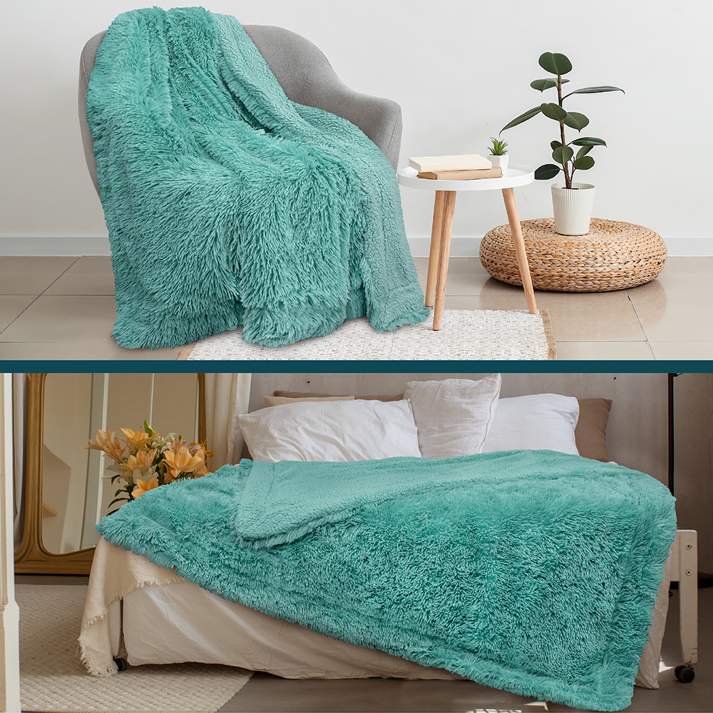 Luxurious Faux Fur Blanket Soft Warm Fluffy Sherpa Sofa Throw Shaggy Soft Plush - Picture 41 of 100
