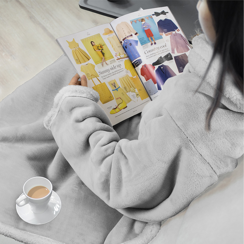Fleece Wearable TV Blanket with Sleeves Front Pocket Robe Warn Soft Blanket Gift - Picture 96 of 168