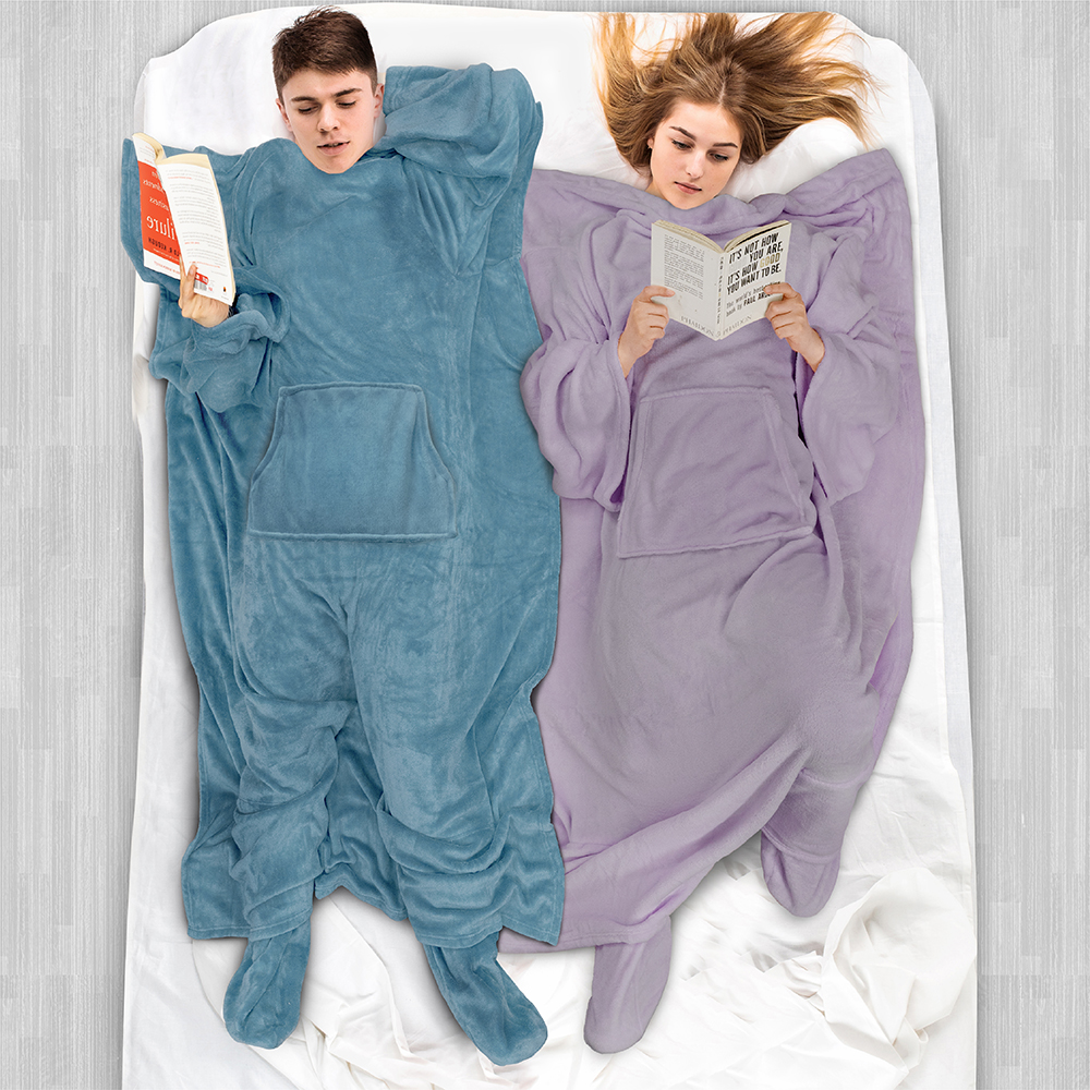 Tragbare Decke mit Fußtasche Ärmel Weich Fleece Wickel Sofa Couch TV Geschenke - Bild 152 von 192