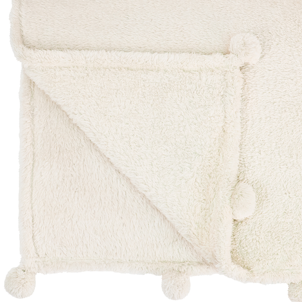 Soft Fuzzy Cozy Pom Pom Throw Blanket with Fluffy Sherpa Fleece for Sofa Couch - Picture 16 of 100