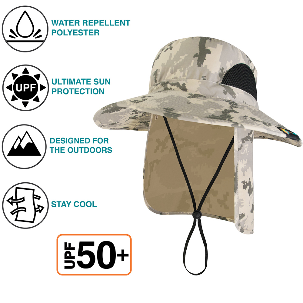 Fishing/Hiking Hat Outdoor Sport UV Sun Protection Neck Face Flap Cap Wide Brim@ 