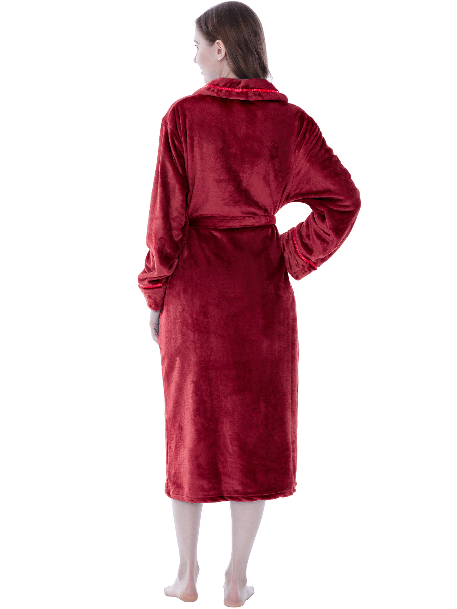 Women Fleece Bath Robe Plush Shawl Collar Spa Robe Soft Microfiber Long Bathrobe - Picture 93 of 99