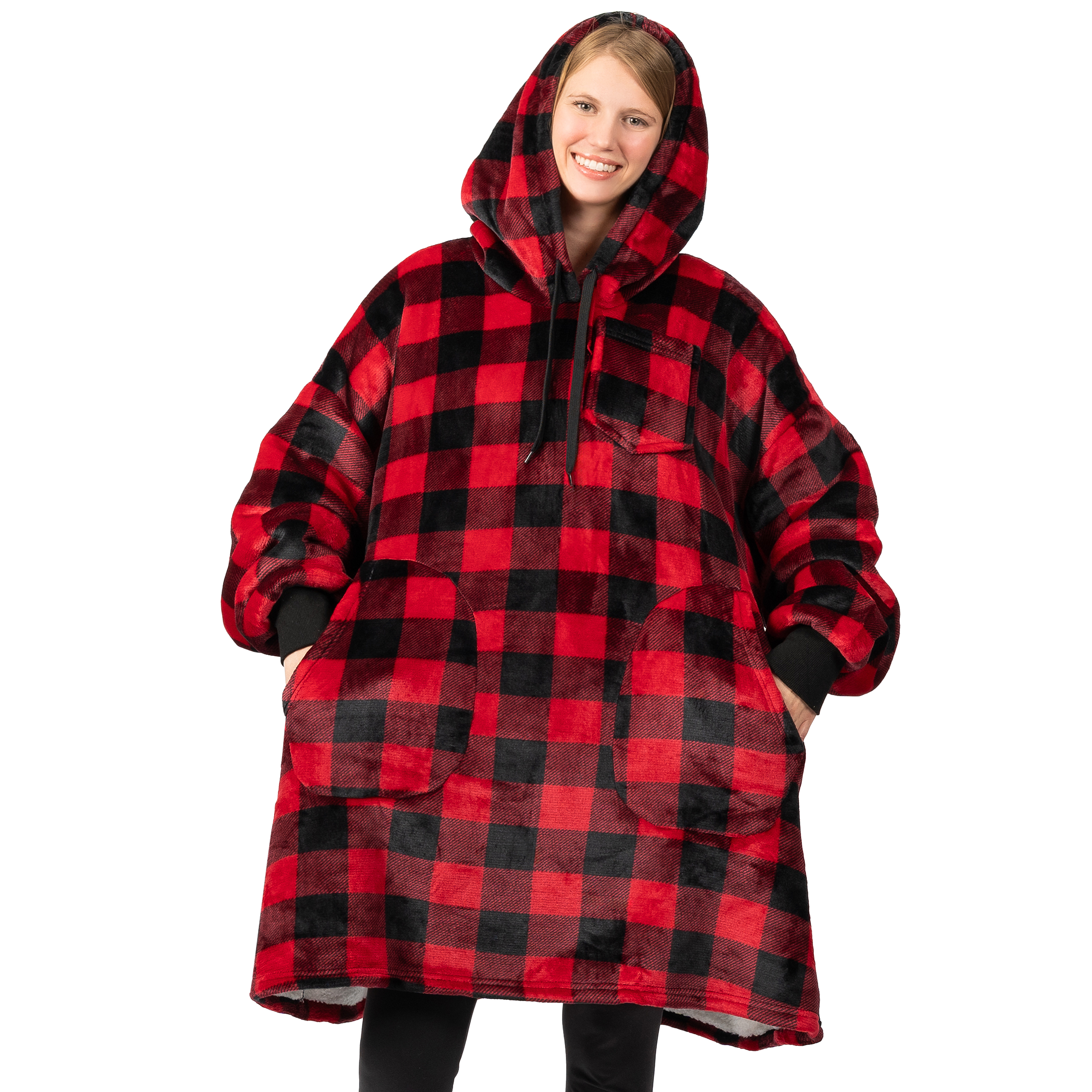 Manta Sudadera Sherpa Forro Felpa Suave Cómoda Vellón Gran Tamaño Sudadera con Capucha Bolsillo - Imagen 20 de 118