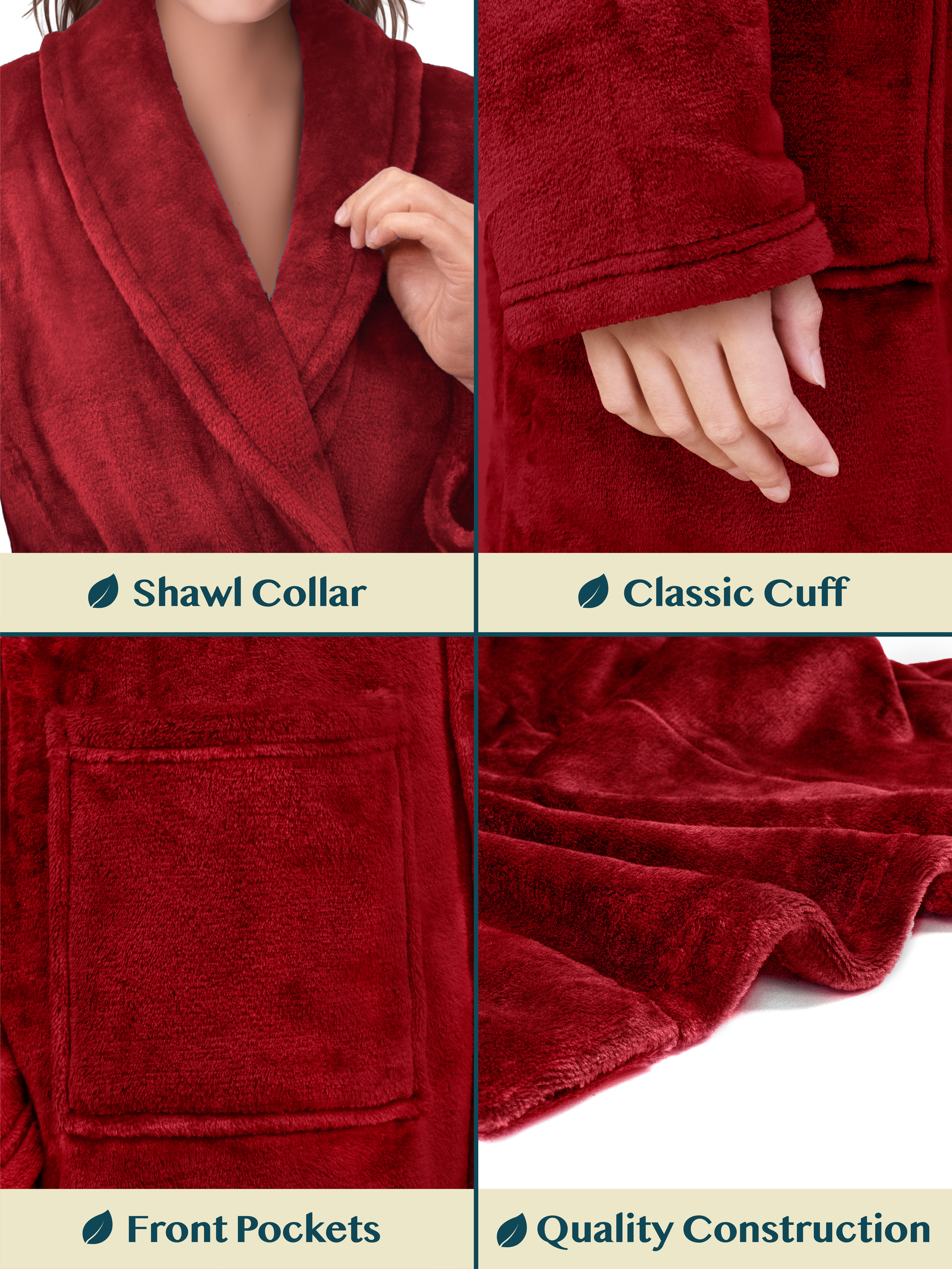 Womens Robe Fleece Bathrobe Long Warm Spa Bath Robe Shower Lightweight Plus Size - Picture 11 of 50