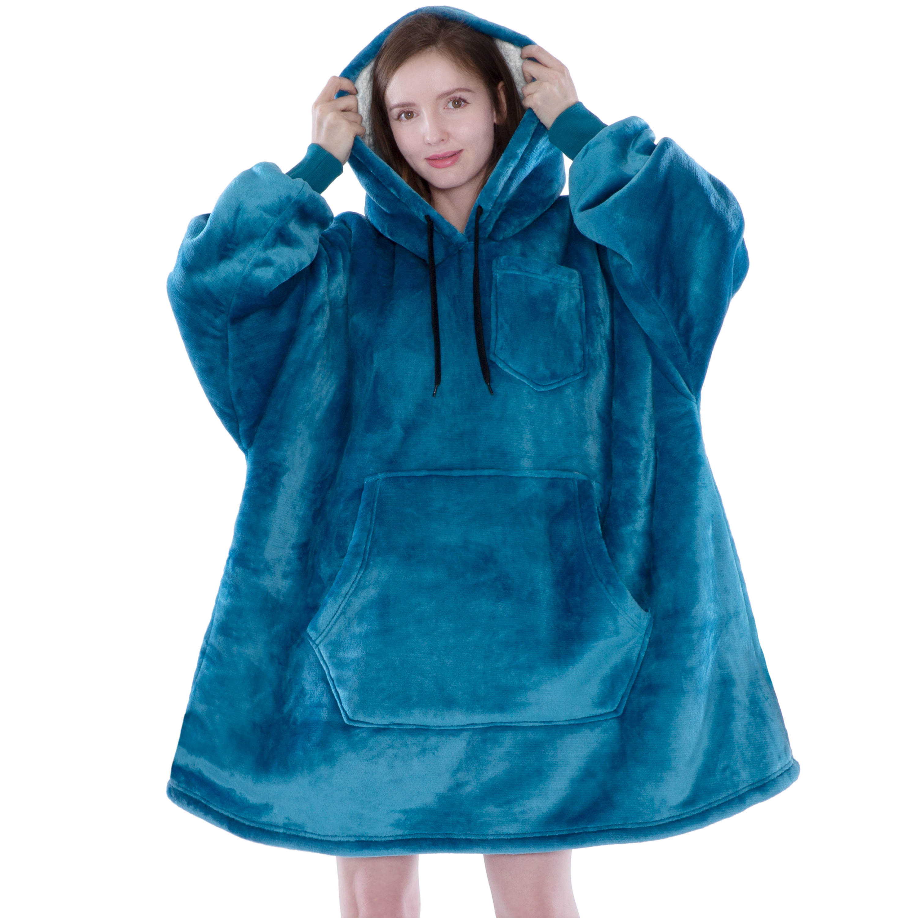 Blanket Sweatshirt Sherpa Plush Soft Comfy Fleece Oversized Hoodie Pocket Gift - Picture 108 of 117