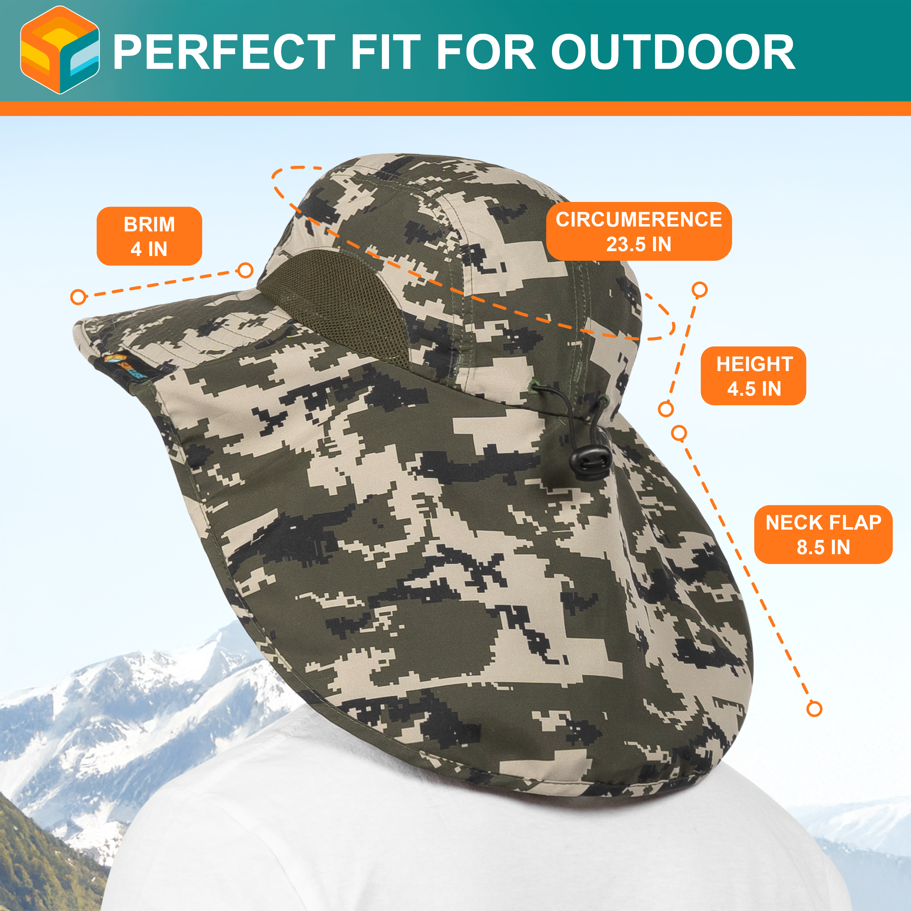 Sombrero para el Sol con Solapa para el Cuello Ala Ancha Sombrero para Senderismo 50+UPF Hombres Mujeres Pesca Safari FPS - Imagen 56 de 128
