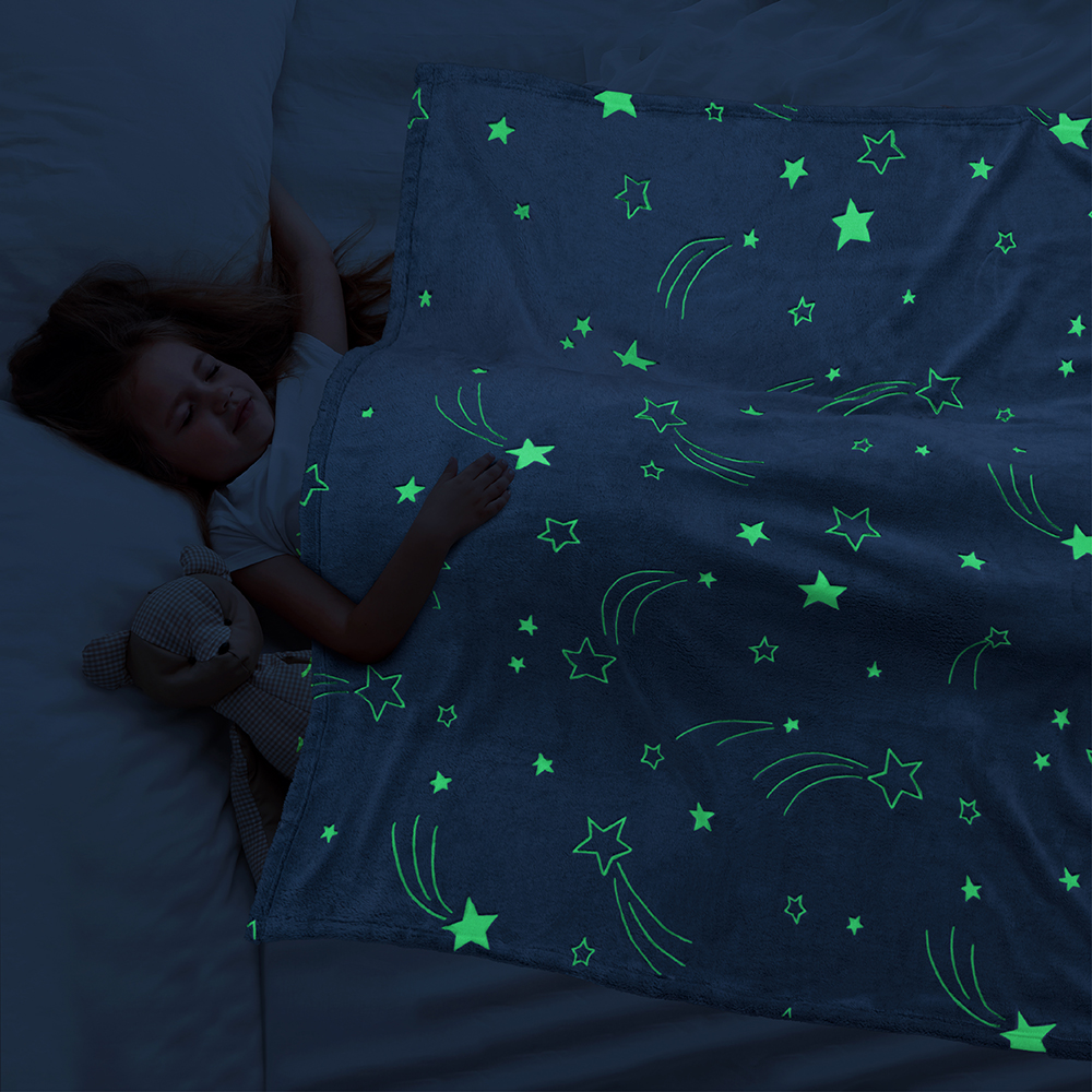 Glow in The Dark Throw Blanket for Kids Boys Girls Unicorn Dinosaur Space Stars - Picture 37 of 57