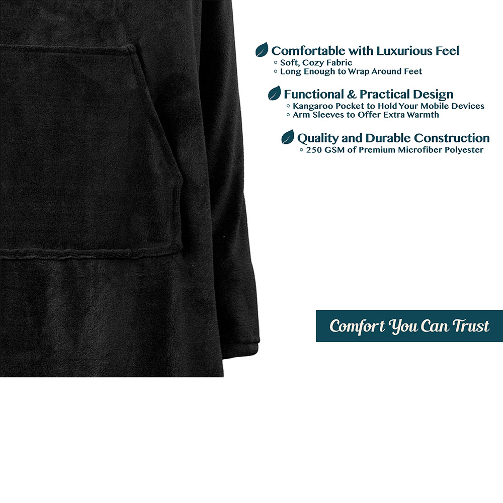 Fleece Wearable TV Blanket with Sleeves Front Pocket Robe Warn Soft Blanket Gift - Picture 5 of 168