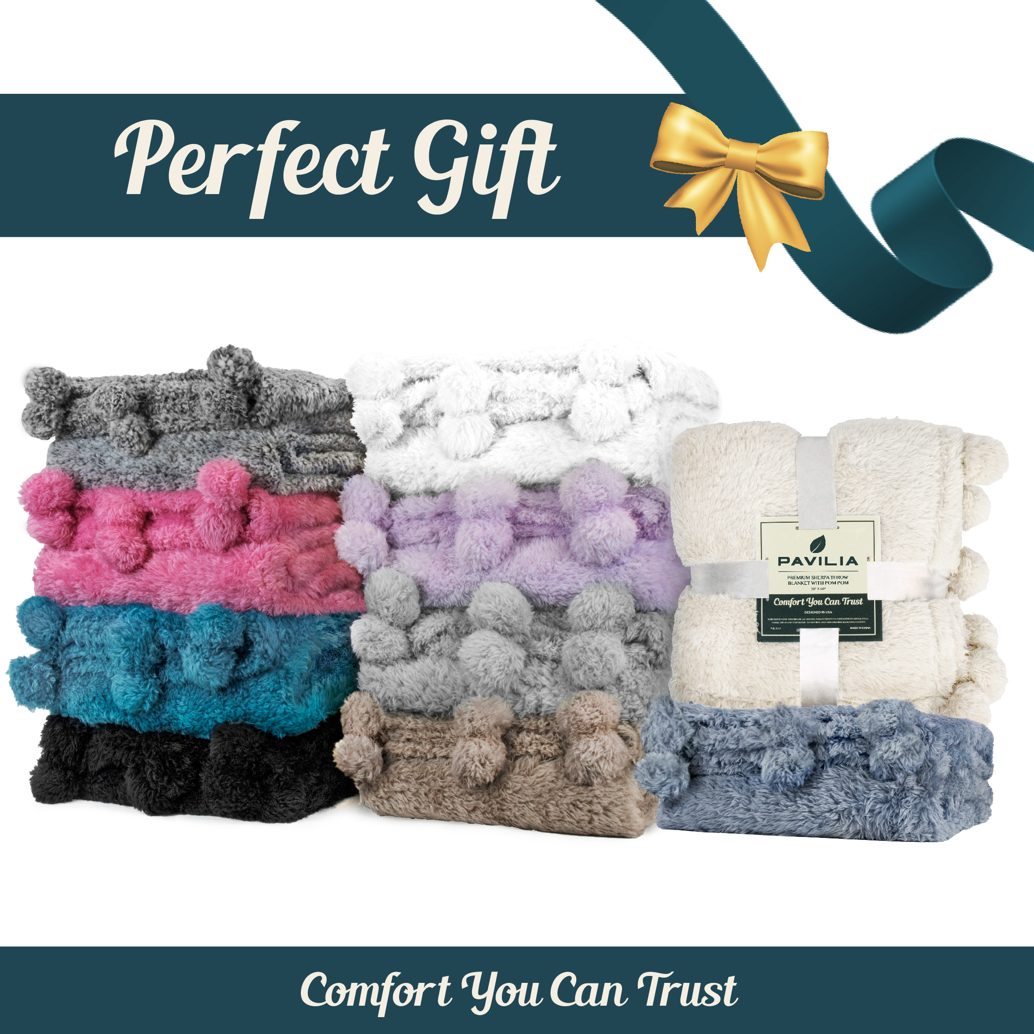 Fluffy Throw Blanket Pom Pom Tassel Soft Blanket Sofa Couch Bed Warm Cute Fuzzy - Picture 22 of 68