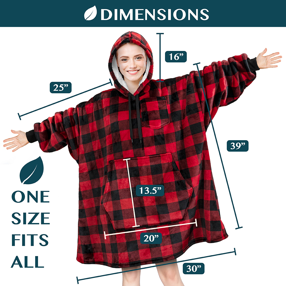 Blanket Sweatshirt Sherpa Plush Soft Comfy Fleece Oversized Hoodie Pocket Gift - Picture 25 of 117