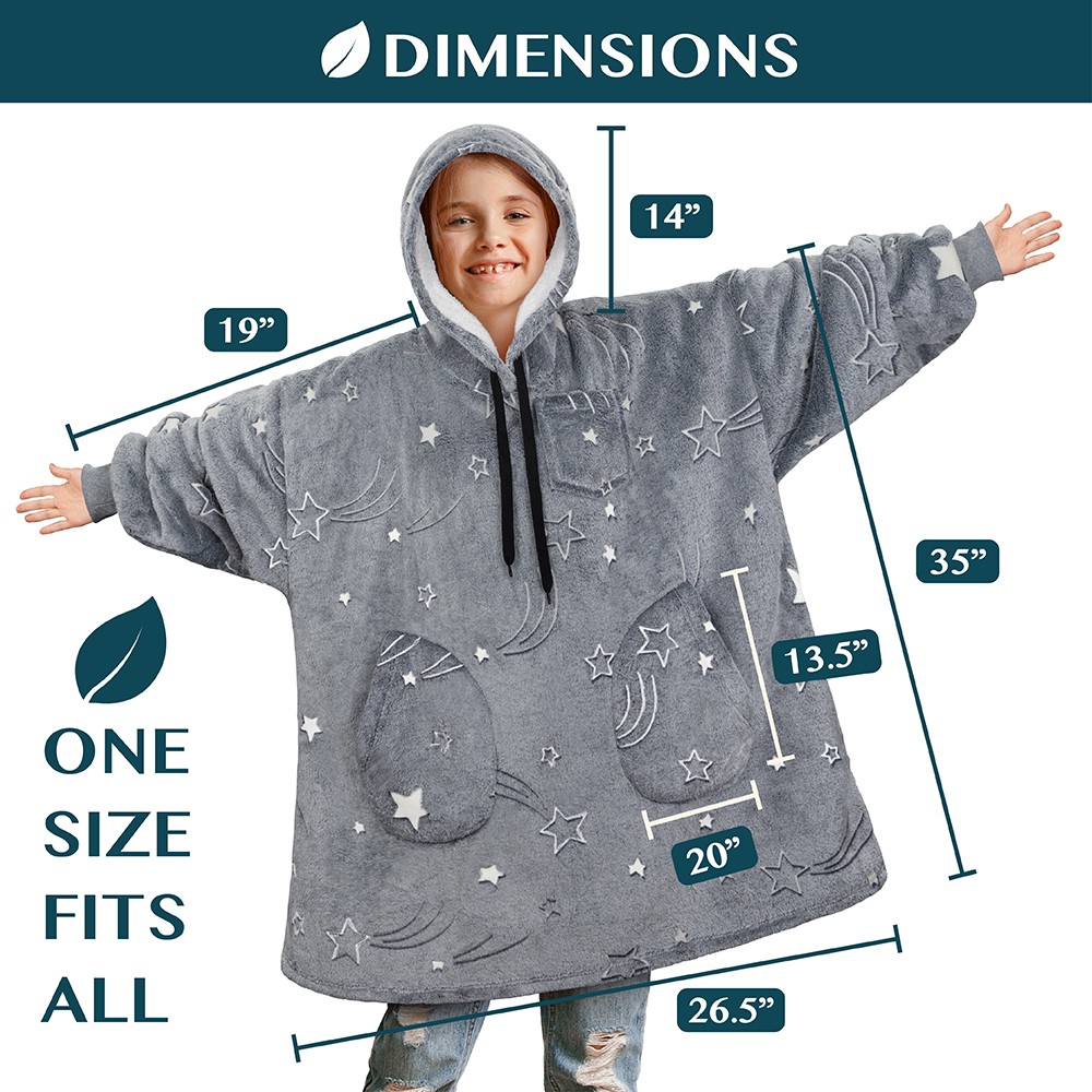 Blanket Sweatshirt Sherpa Lining Comfy Fleece Oversized Hoodie for Kids  Teens