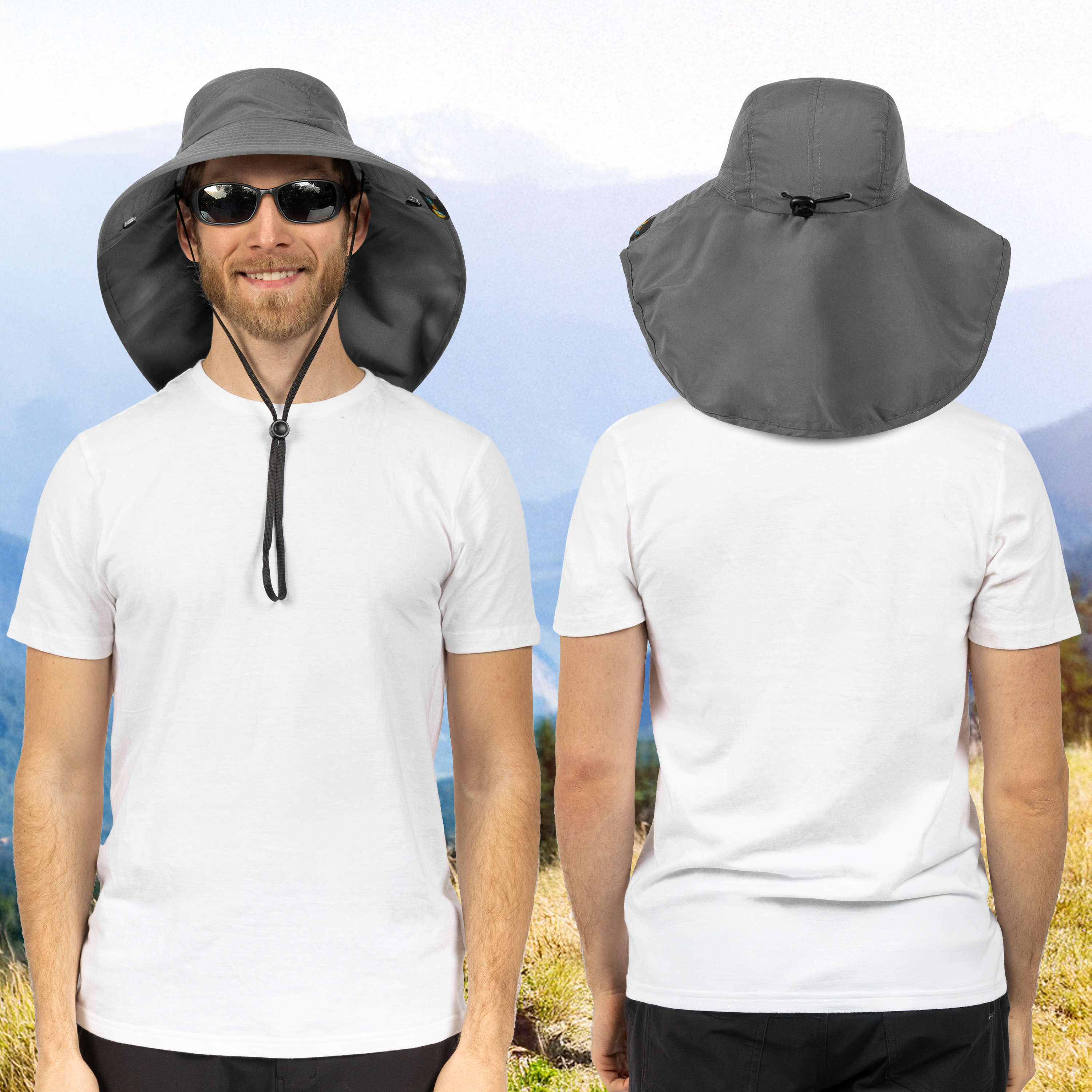 Sombrero para el Sol con Solapa para el Cuello Ala Ancha Sombrero para Senderismo 50+UPF Hombres Mujeres Pesca Safari FPS - Imagen 38 de 128