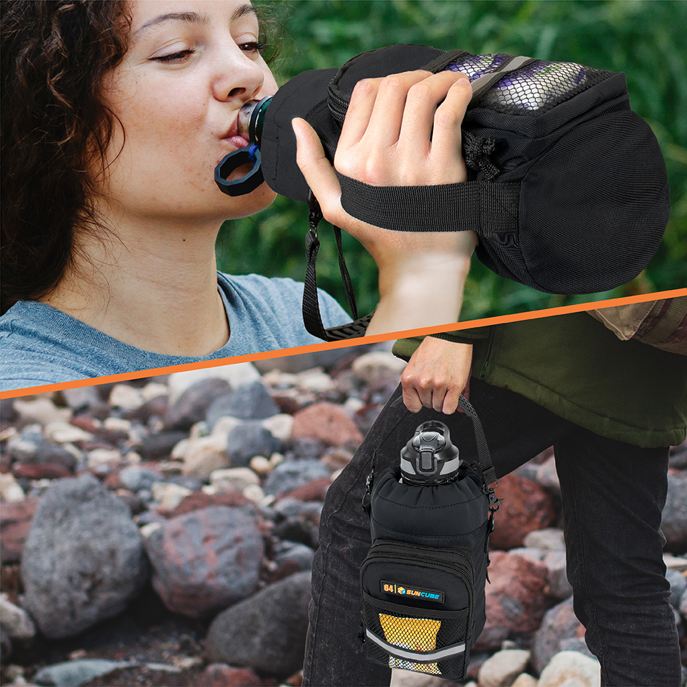 Outdoor Hiking Water Bottle Carrier Bag Camping Insulated Bottle Portable Travel