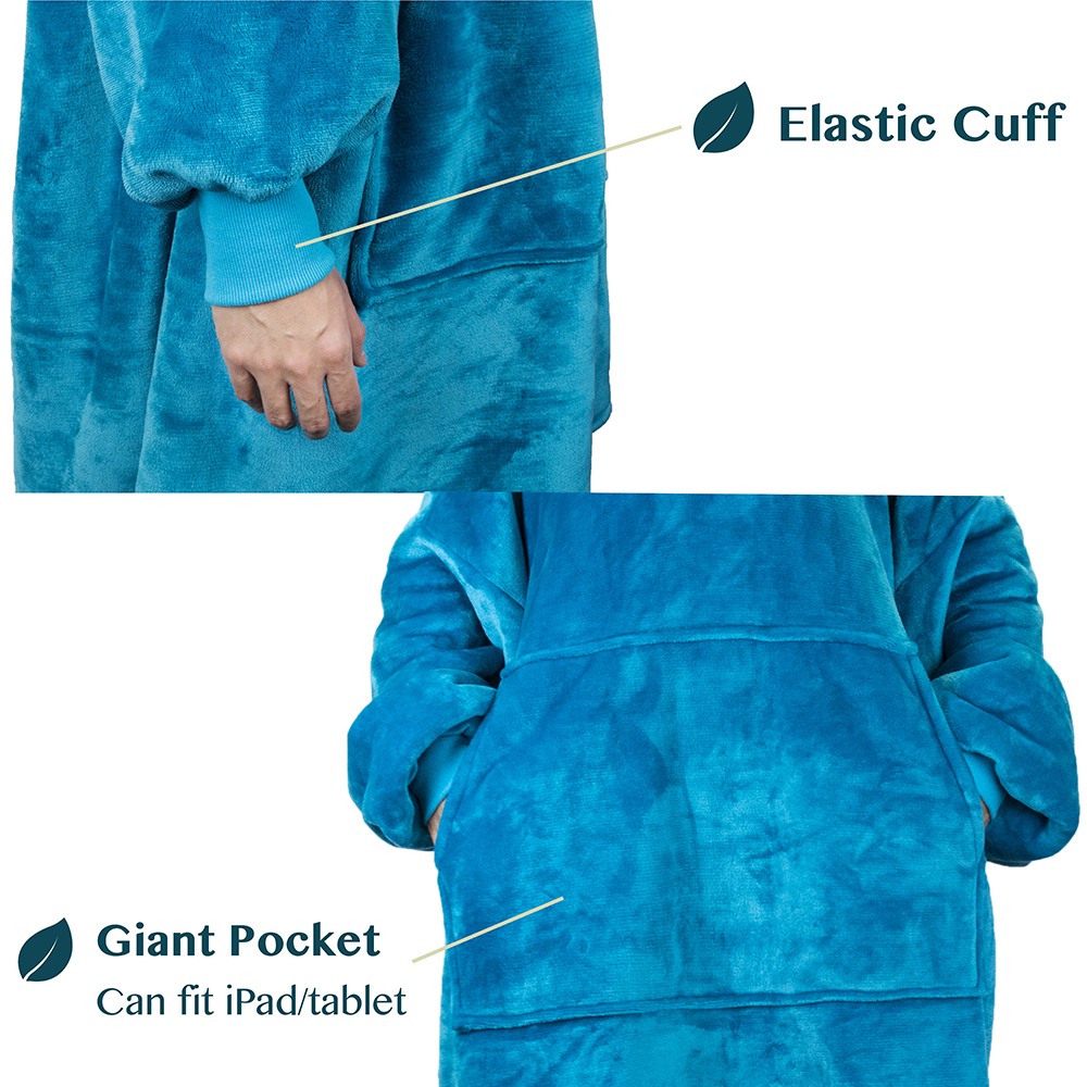 CÓMODA SUDADERA CON CAPUCHA Manta portátil con mangas con capucha bolsillo grande sherpa - Imagen 61 de 82