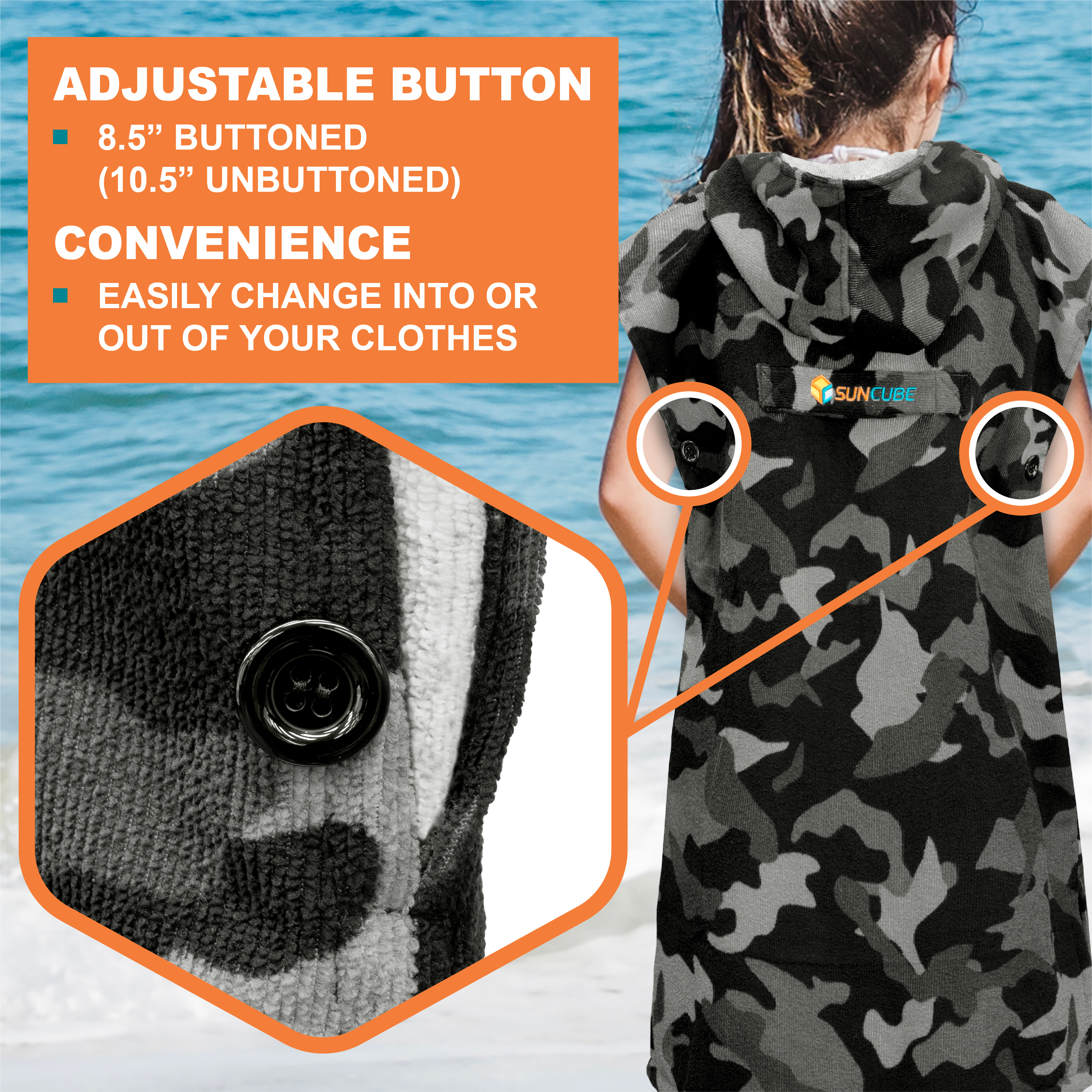 Kids Swim Poncho Hooded Towel Changing Robe for Swim Bath Towel 3-8 Boys Girls - Picture 12 of 71