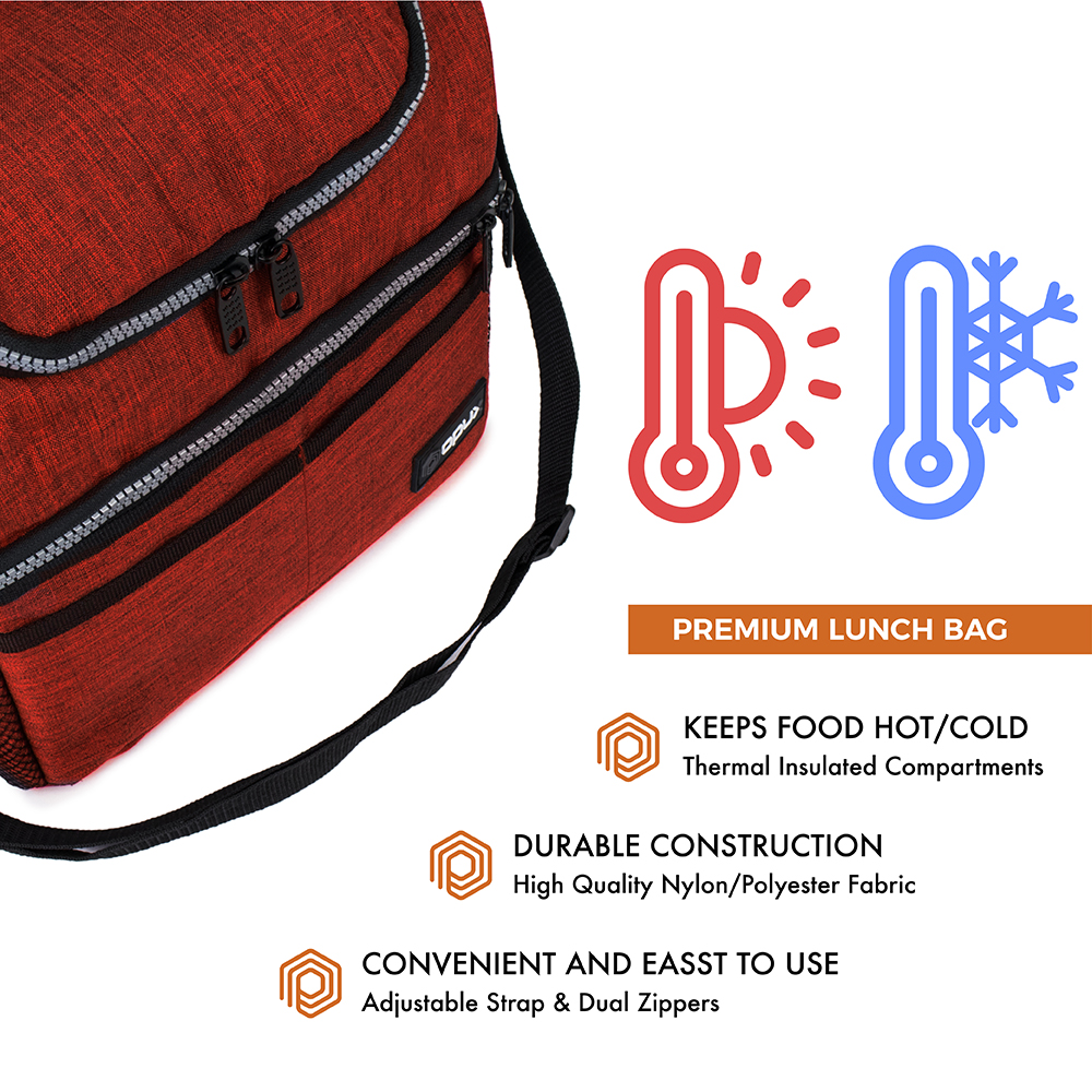 Insulated Lunch Bag For Men Double Deck Soft Cooler Tote Leakproof Lunch Box - Picture 52 of 64