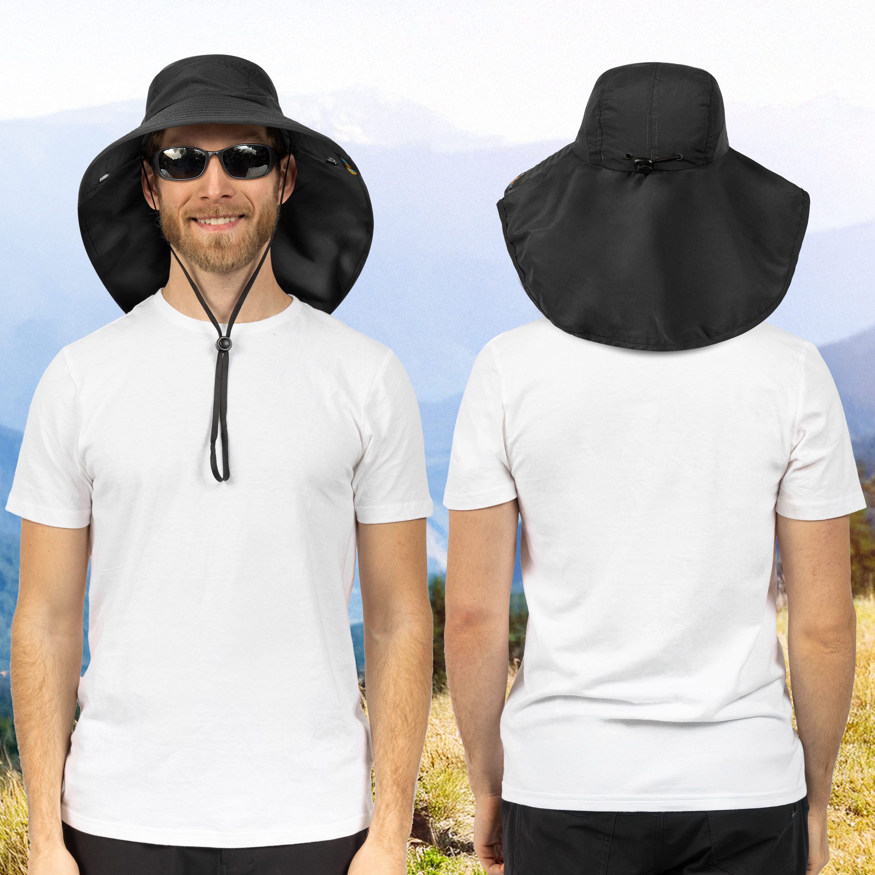 Sombrero para el Sol con Solapa para el Cuello Ala Ancha Sombrero para Senderismo 50+UPF Hombres Mujeres Pesca Safari FPS - Imagen 20 de 128