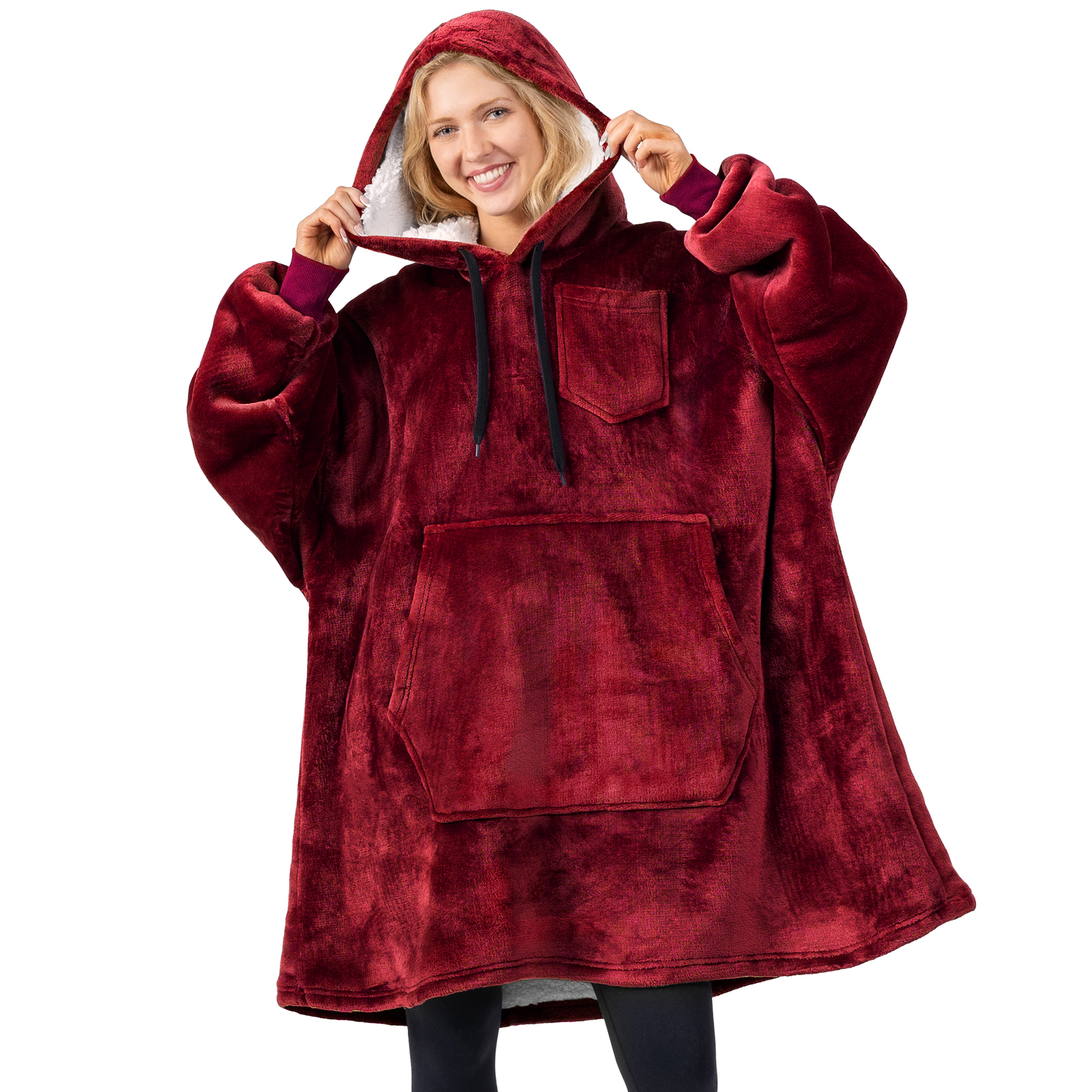 Blanket Sweatshirt Sherpa Plush Soft Comfy Fleece Oversized Hoodie Pocket Gift - Picture 109 of 117