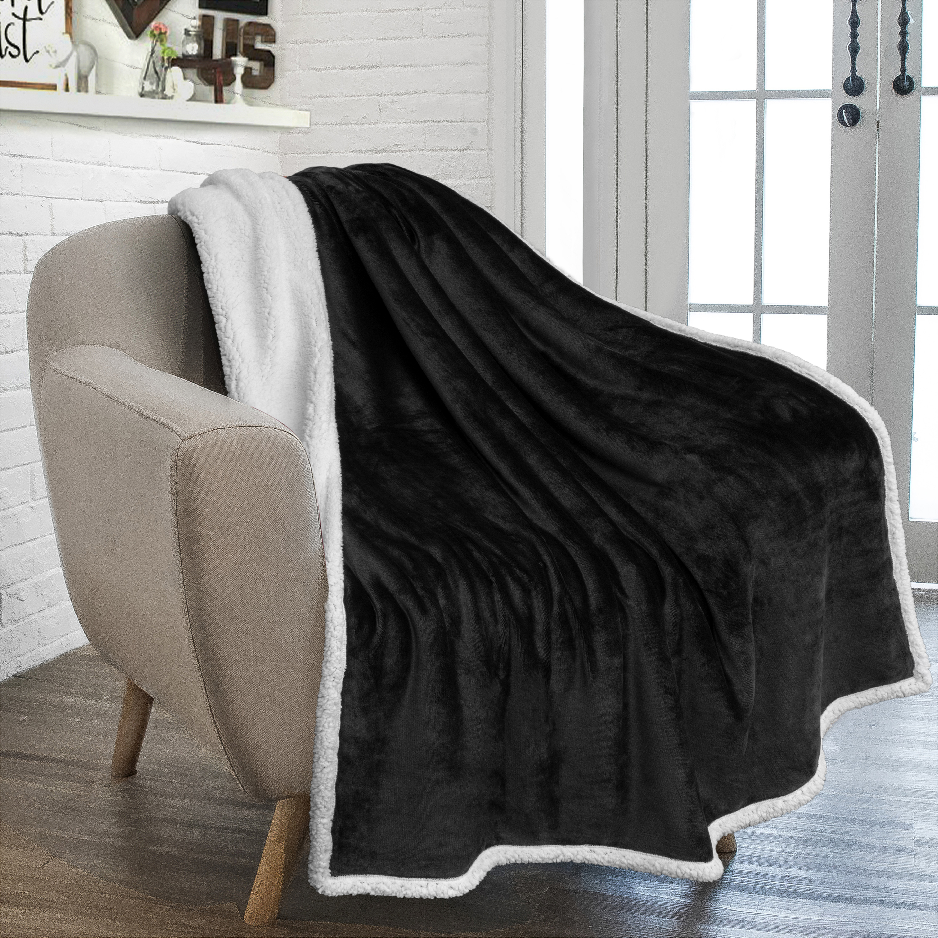 Sherpa Flannel Fleece Reversible Blanket Plush Soft Throw for Bed Couch Sofa