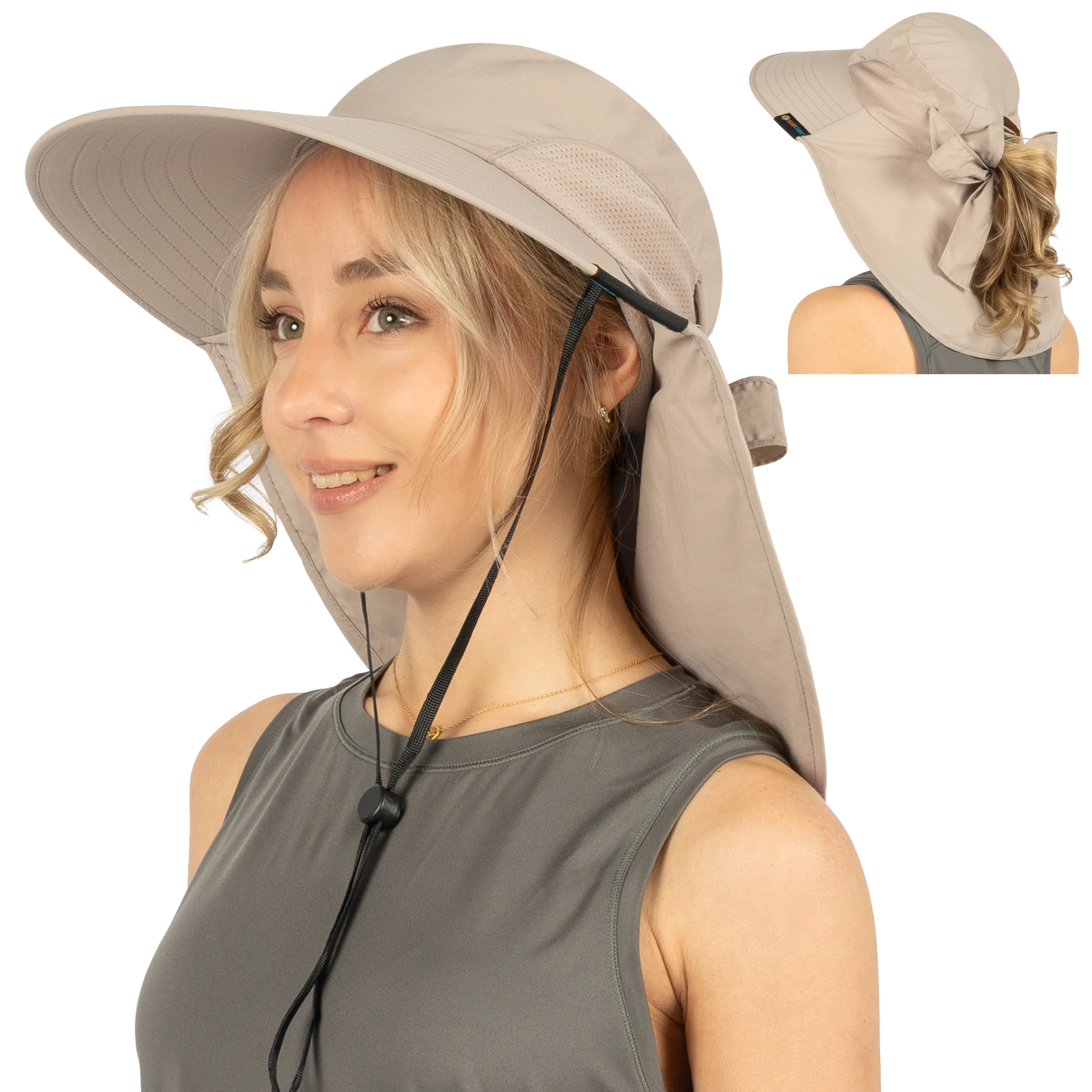 Sombrero para el Sol con Solapa para el Cuello Ala Ancha Sombrero para Senderismo 50+UPF Hombres Mujeres Pesca Safari FPS - Imagen 114 de 128