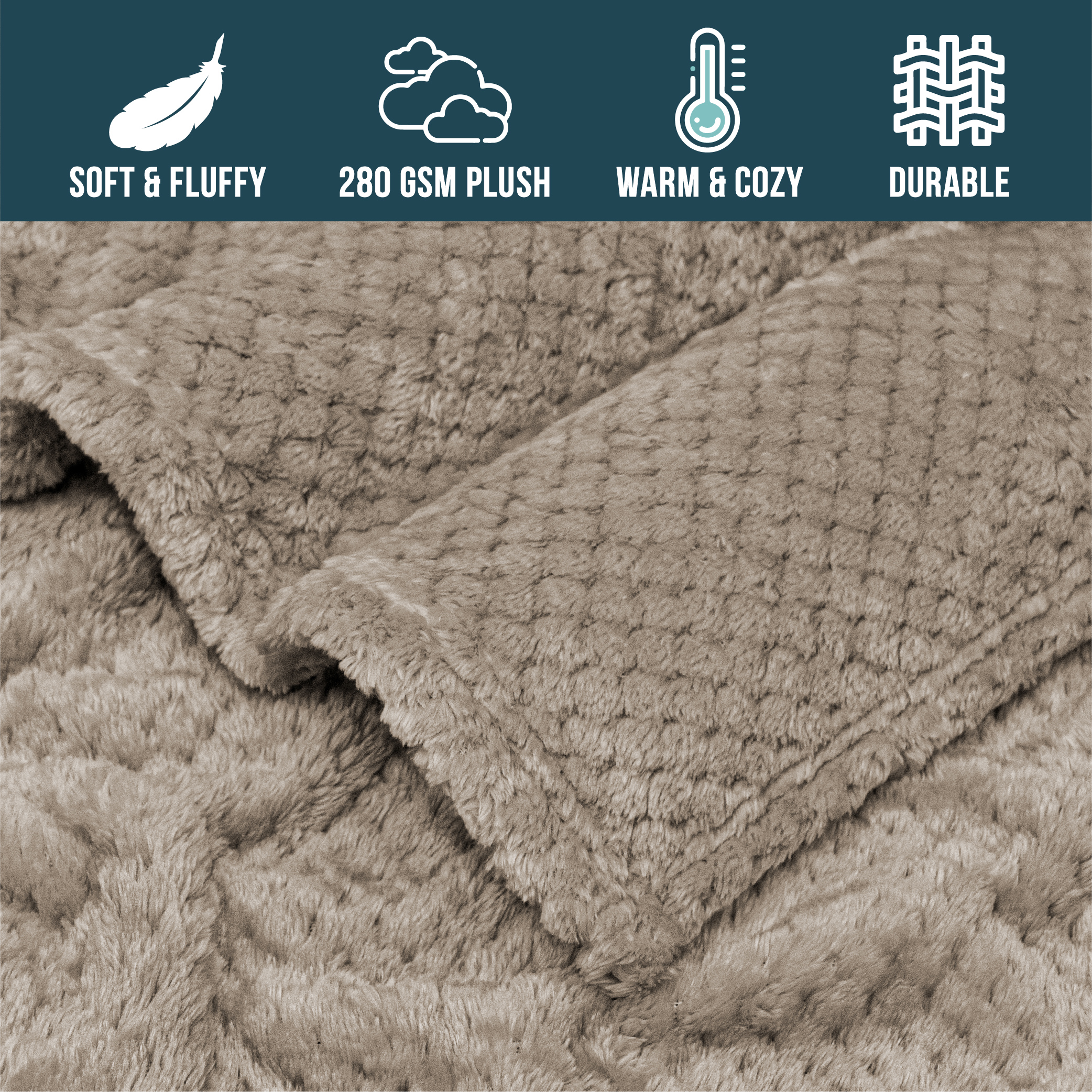 Throw Blanket for Sofa Couch Bed Lightweight Microfiber Polyester Waffle Pattern - Picture 165 of 190