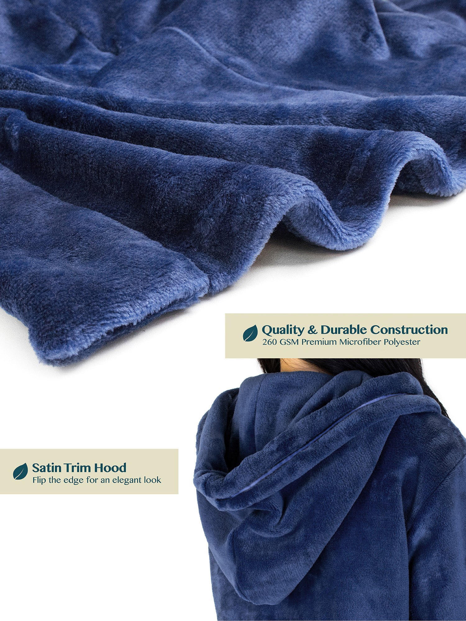 Womens Fleece Hooded Robe Plush Warm Long Luxury Spa Night Bathrobe Sleepwear - Picture 13 of 49