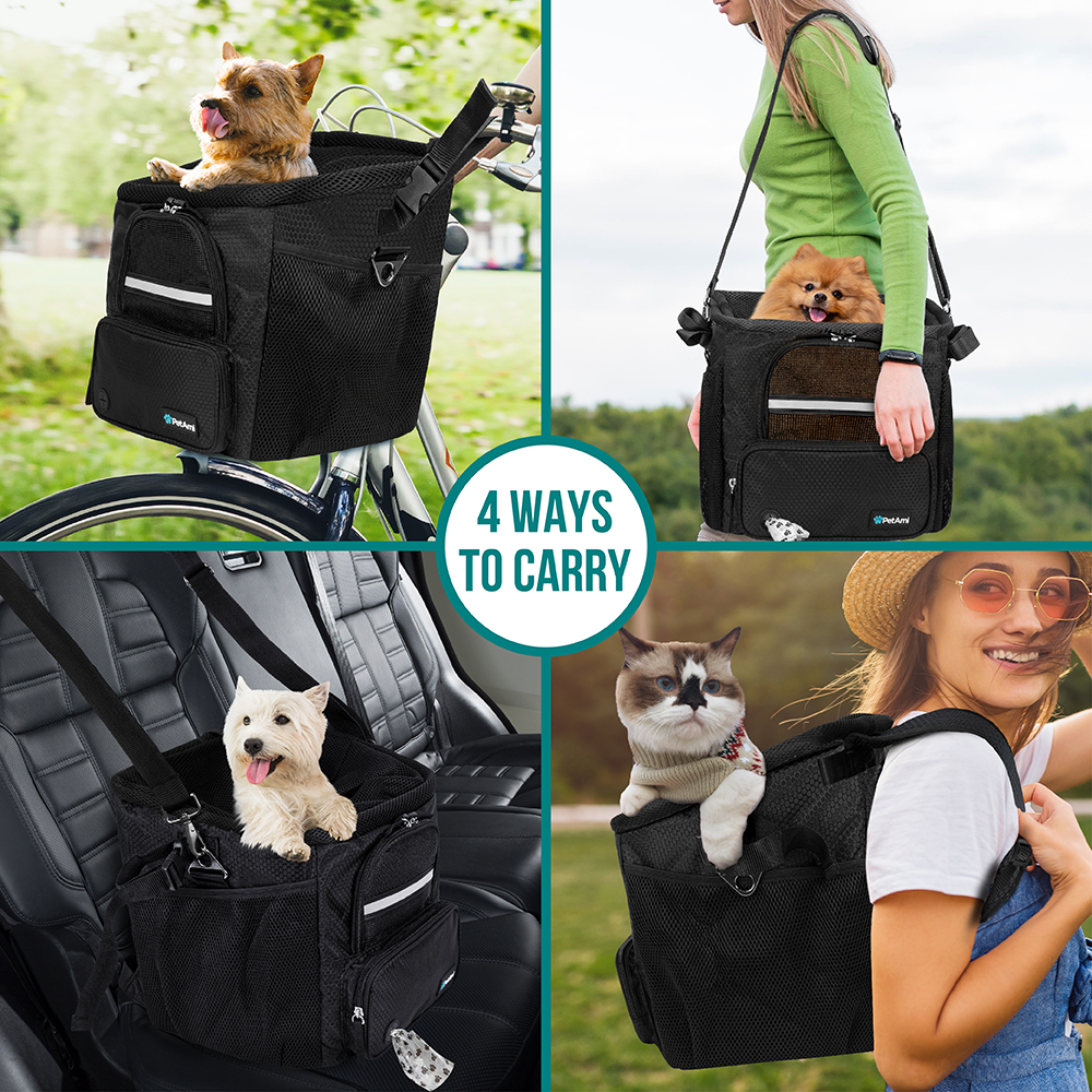 Dog Bike Basket Carrier for Handlebar Pet Bicycle Bag Puppy Cat Soft Safety Mesh - Picture 8 of 44