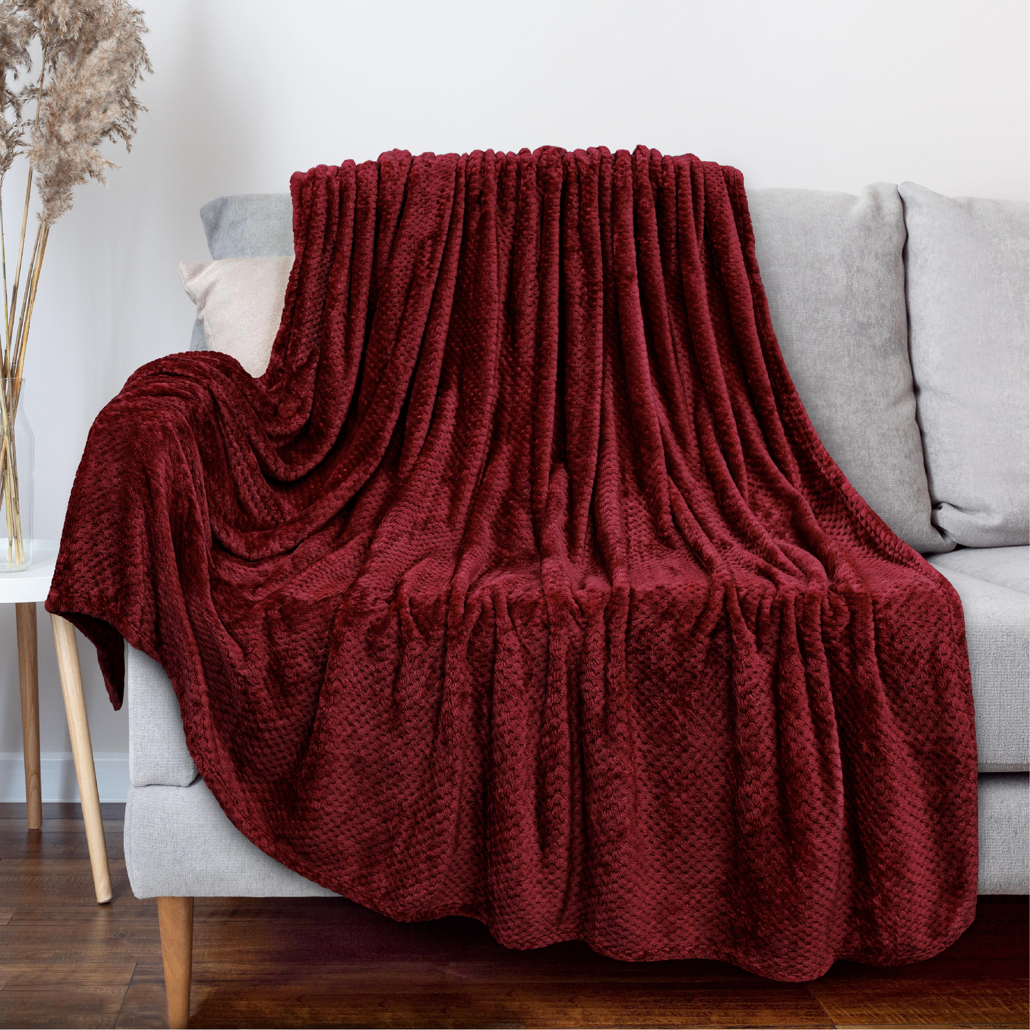 Throw Blanket for Sofa Couch Bed Lightweight Microfiber Polyester Waffle Pattern - Picture 183 of 190