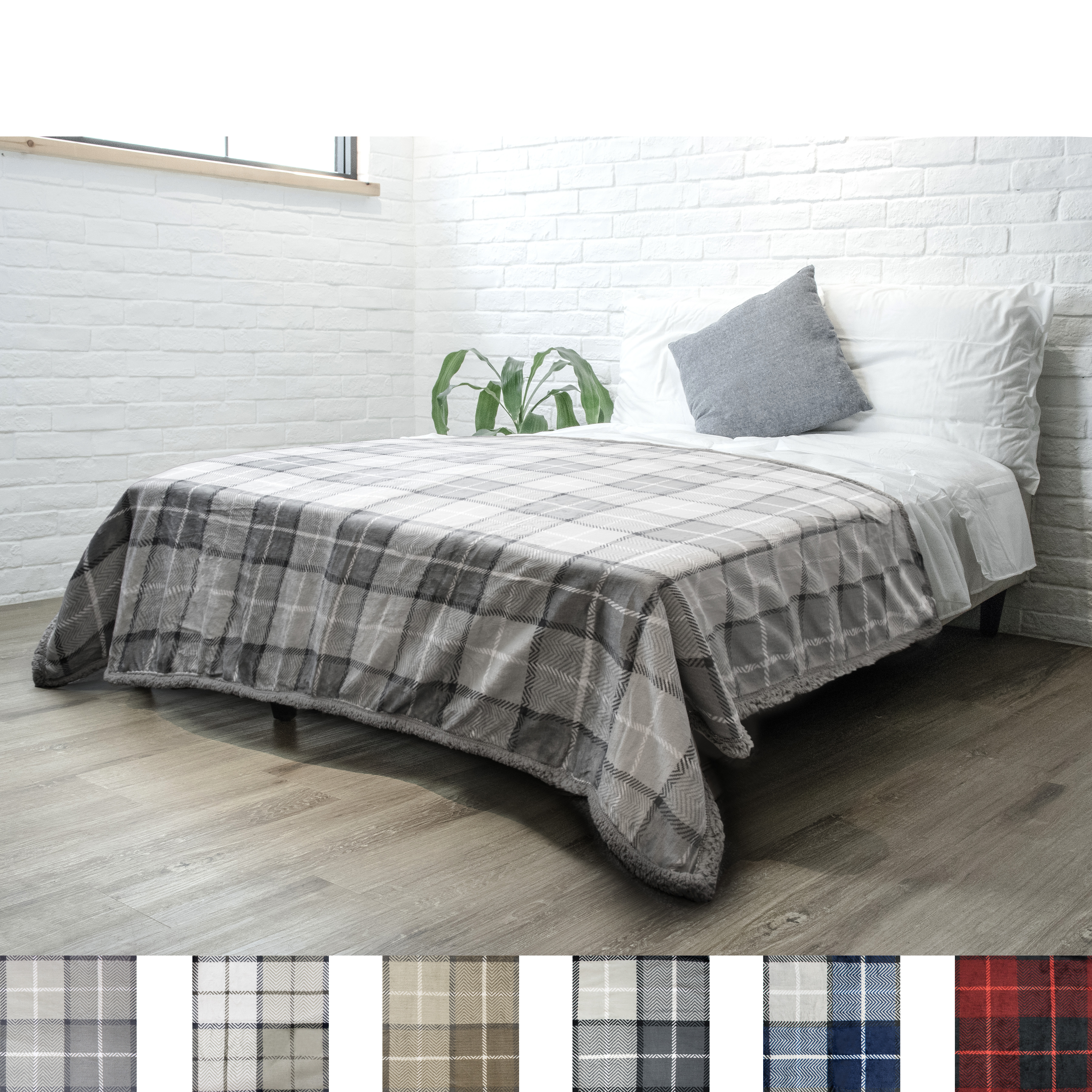Plaid Throw Blanket for Couch Sofa Bed Sherpa Fleece Soft Microfiber Reversible - Picture 89 of 114