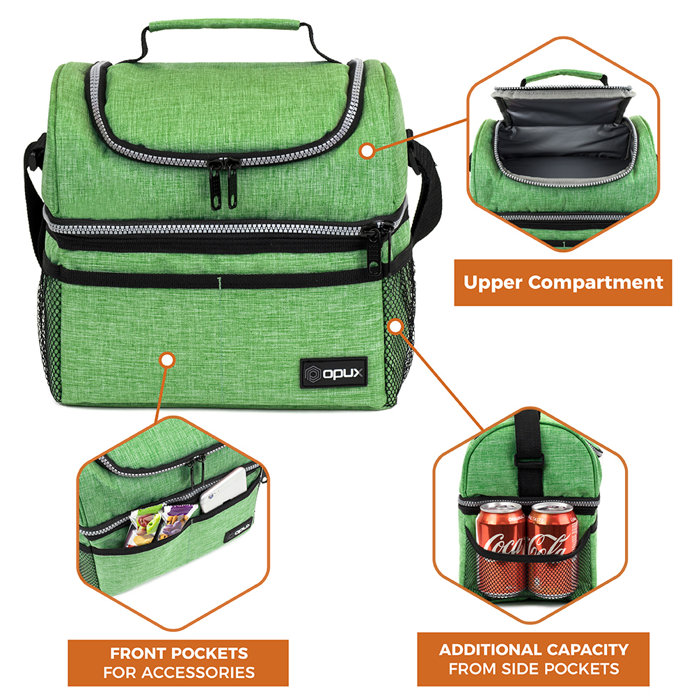 Insulated Lunch Bag Box for Women Men Kid Double Deck Cooler Hot Cold Adult Tote - Picture 45 of 81