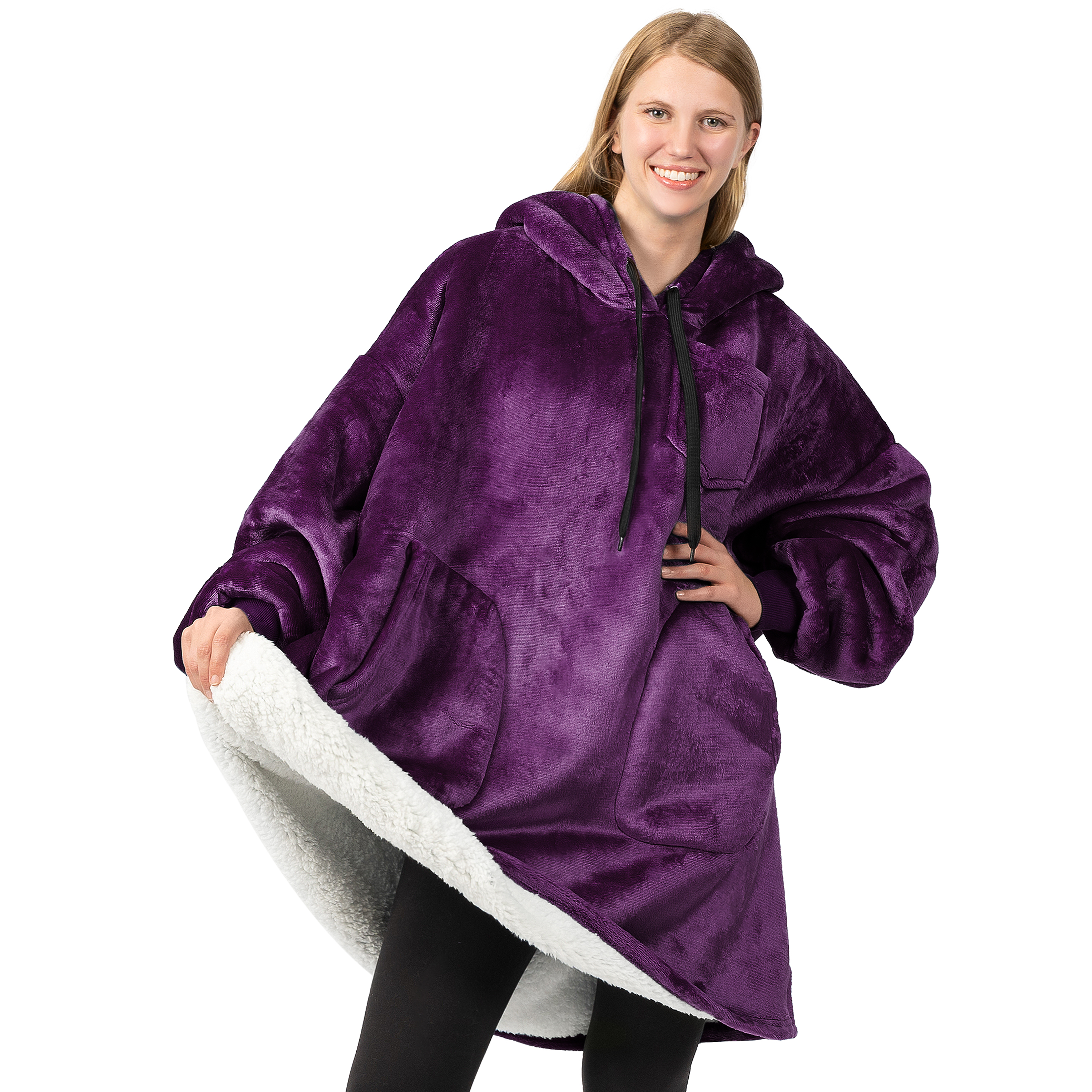 Manta Sudadera Sherpa Forro Felpa Suave Cómoda Vellón Gran Tamaño Sudadera con Capucha Bolsillo - Imagen 83 de 118