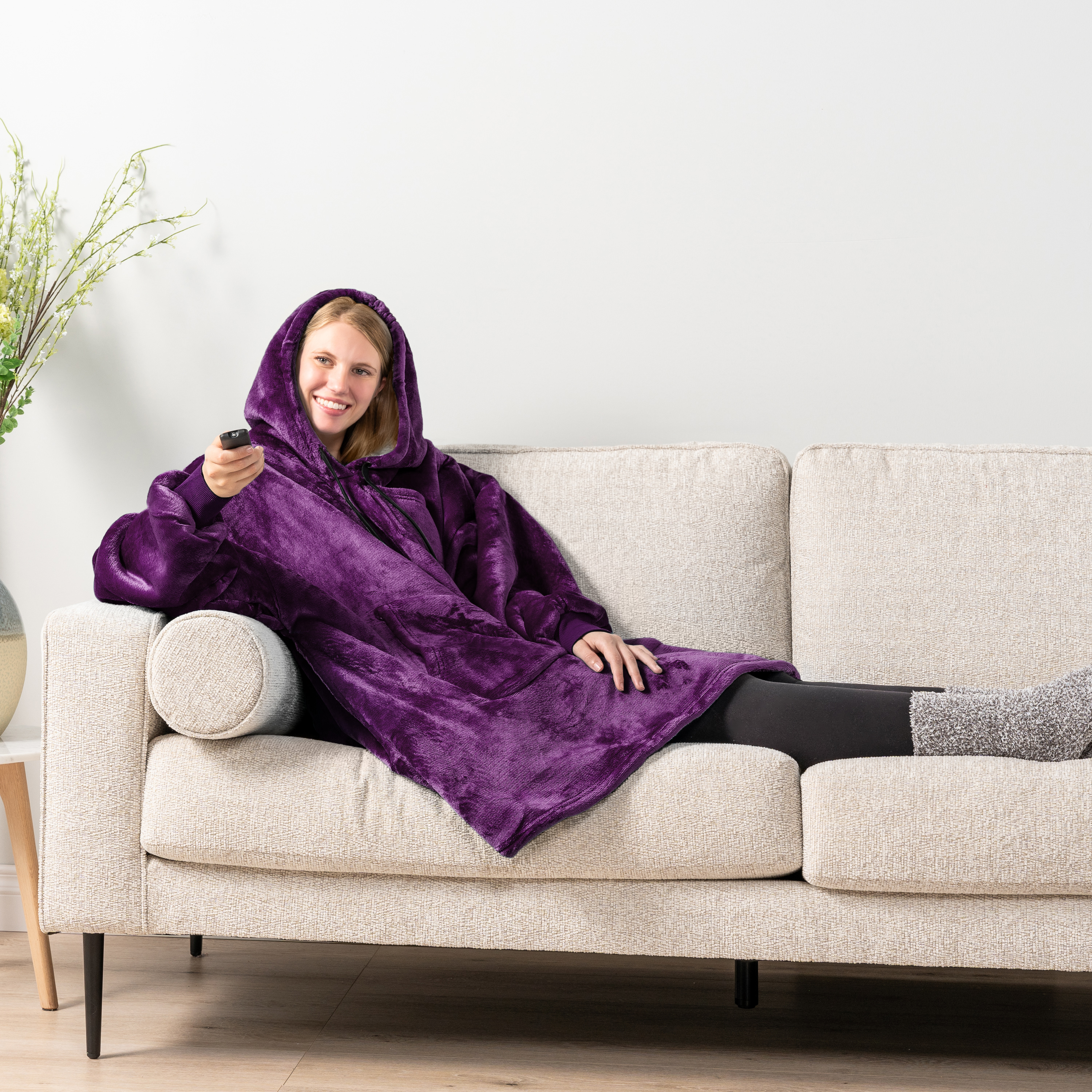 Manta Sudadera Sherpa Forro Felpa Suave Cómoda Vellón Gran Tamaño Sudadera con Capucha Bolsillo - Imagen 87 de 118