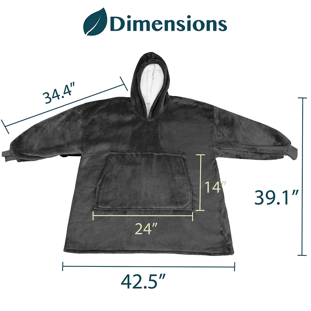 HOODIE SWEATSHIRT Wearable Comfy Blanket With Hood Sleeves Large Pocket Sherpa - Picture 7 of 49