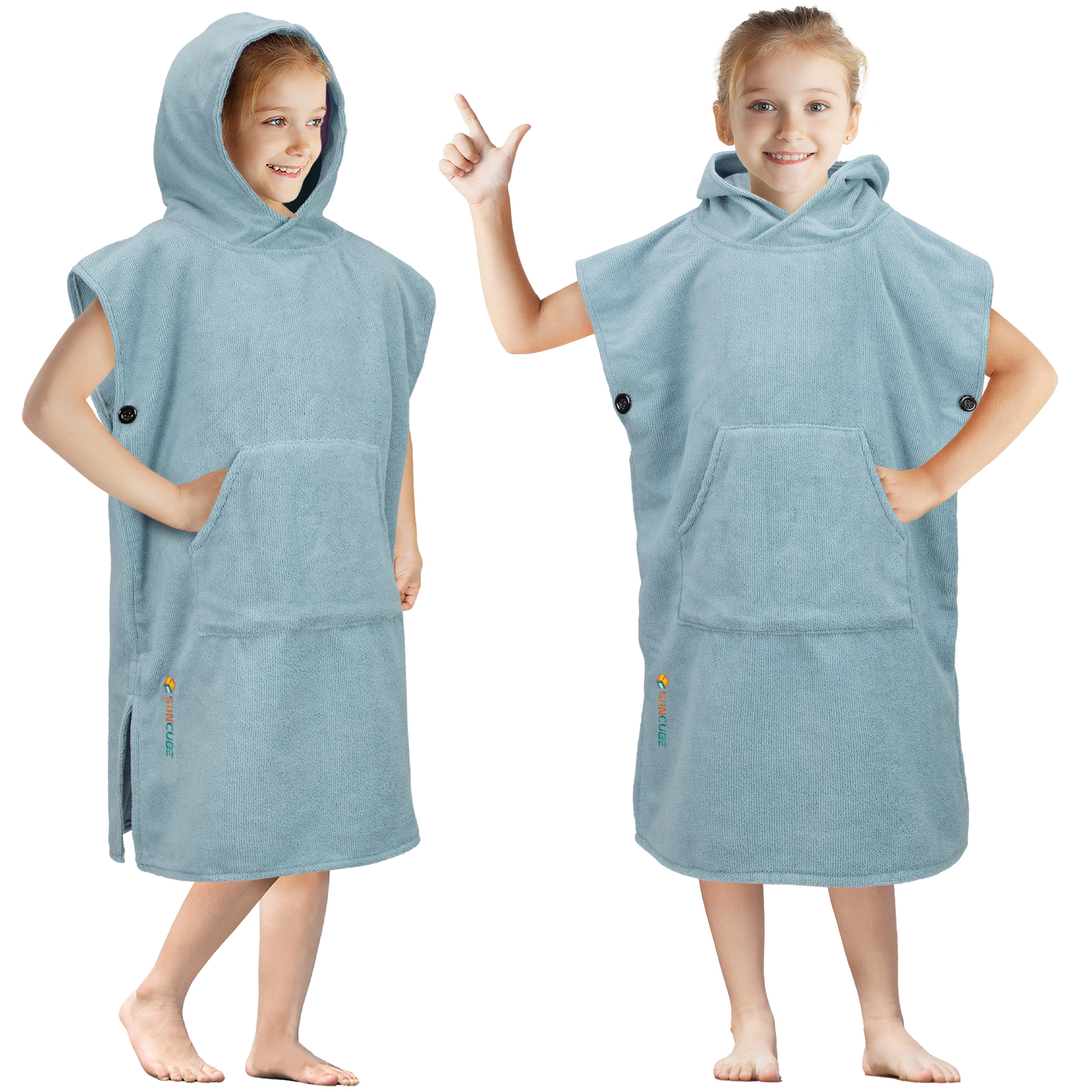 Kids Swim Poncho Hooded Towel Changing Robe for Swim Bath Towel 3-8 Boys Girls - Picture 30 of 71