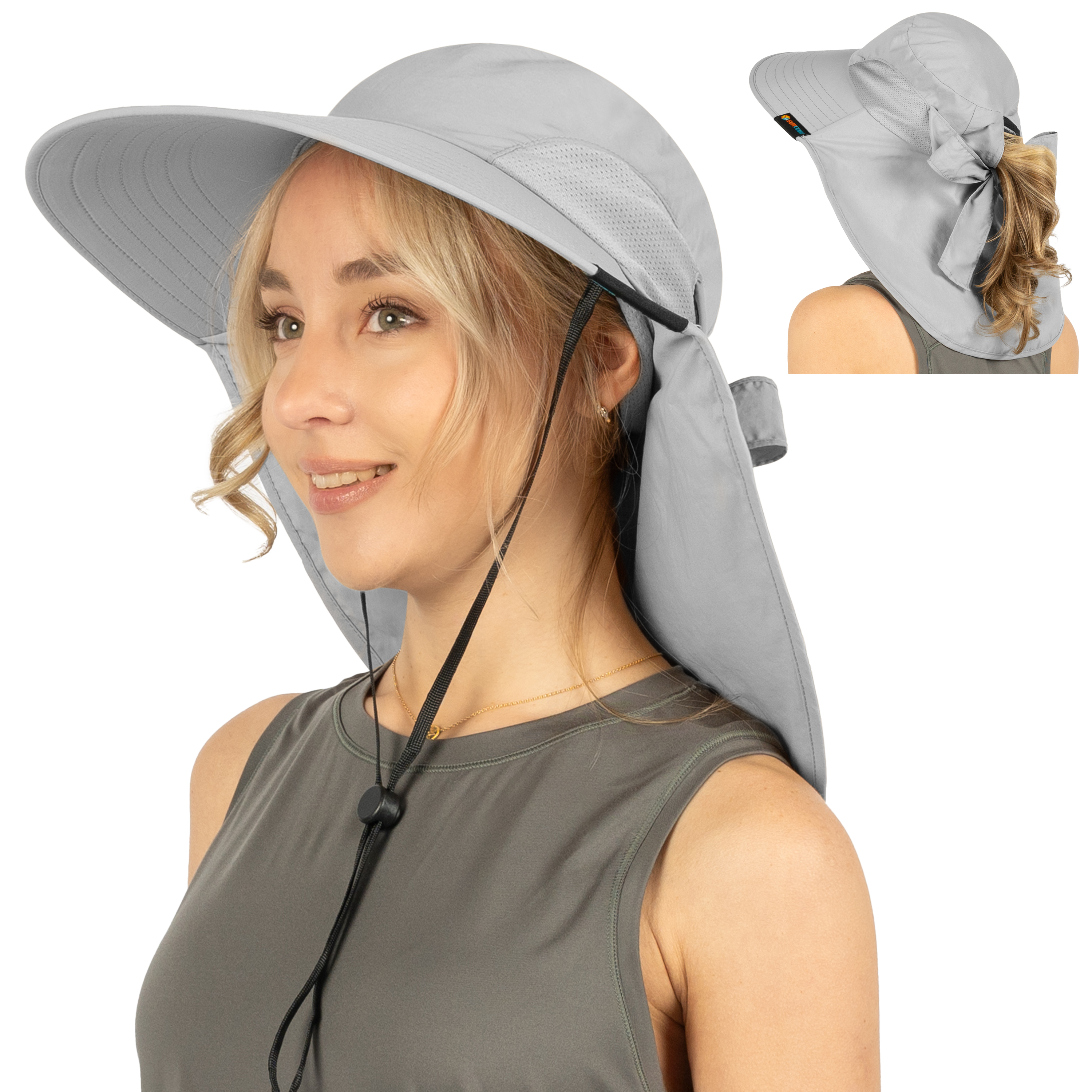 Sombrero para el Sol con Solapa para el Cuello Ala Ancha Sombrero para Senderismo 50+UPF Hombres Mujeres Pesca Safari FPS - Imagen 80 de 128