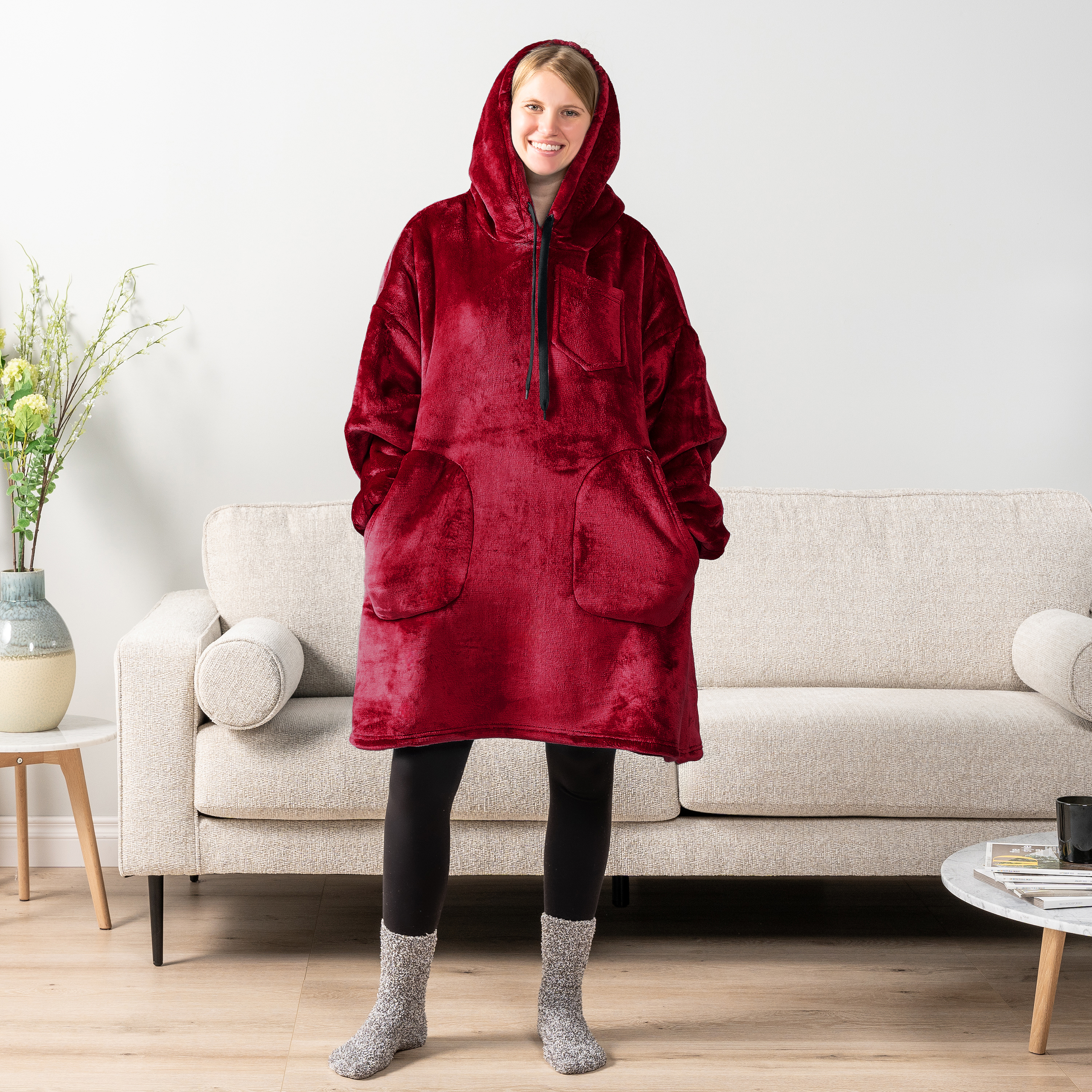 Manta Sudadera Sherpa Forro Felpa Suave Cómoda Vellón Gran Tamaño Sudadera con Capucha Bolsillo - Imagen 115 de 118