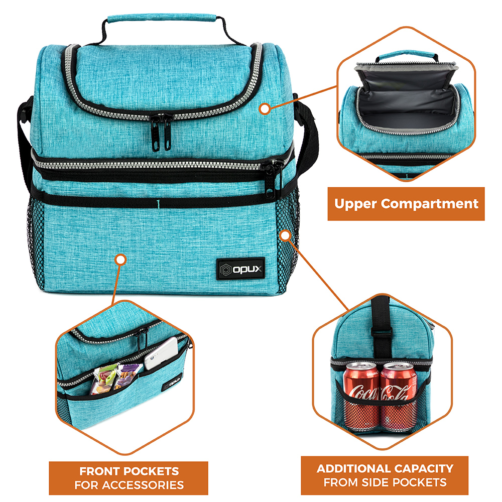 Insulated Lunch Bag Box for Women Men Kid Double Deck Cooler Hot Cold Adult Tote - Picture 78 of 81