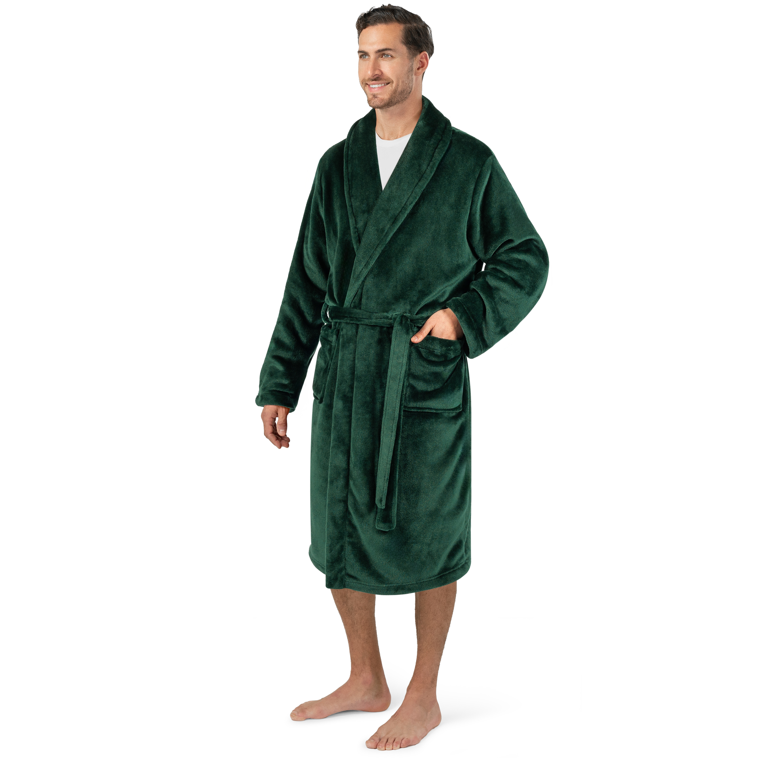 Leichter Herren Morgenmantel Mikrofaser Fleece Bademantel Lang Weich Spa Männer Bademantel - Bild 13 von 27