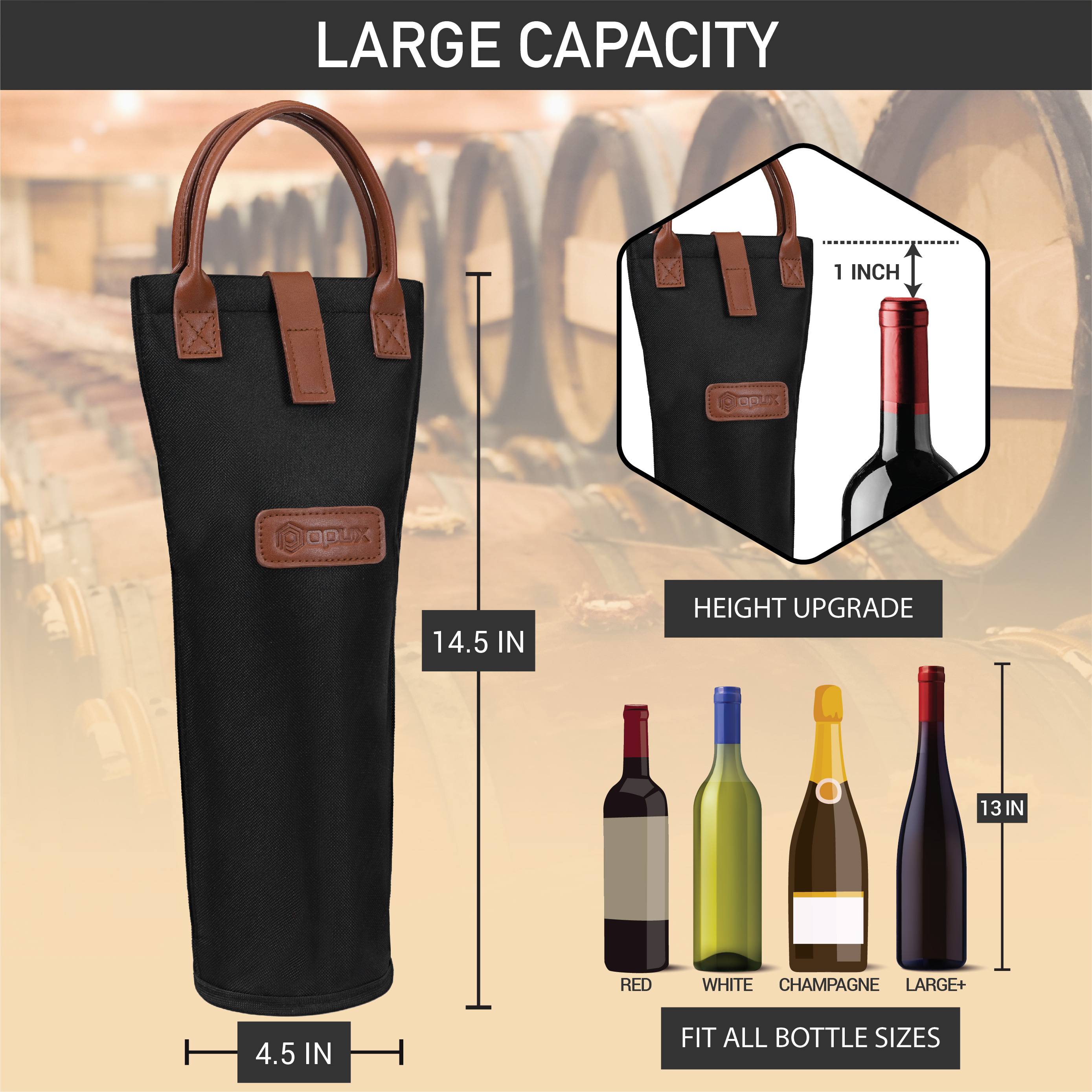 Wine Carrier Bag Insulated Single Bottle Cooler Protection Carrying Tote Travel