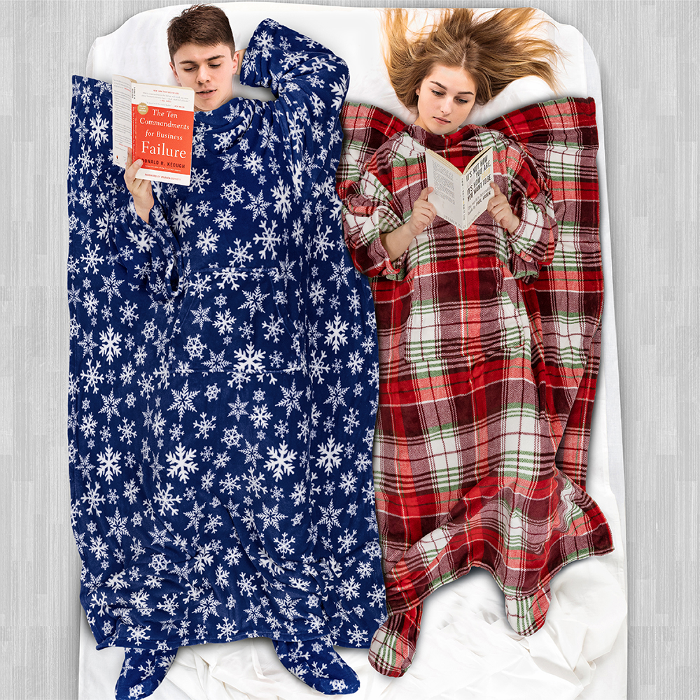 Tragbare Decke mit Fußtasche Ärmel Weich Fleece Wickel Sofa Couch TV Geschenke - Bild 62 von 192