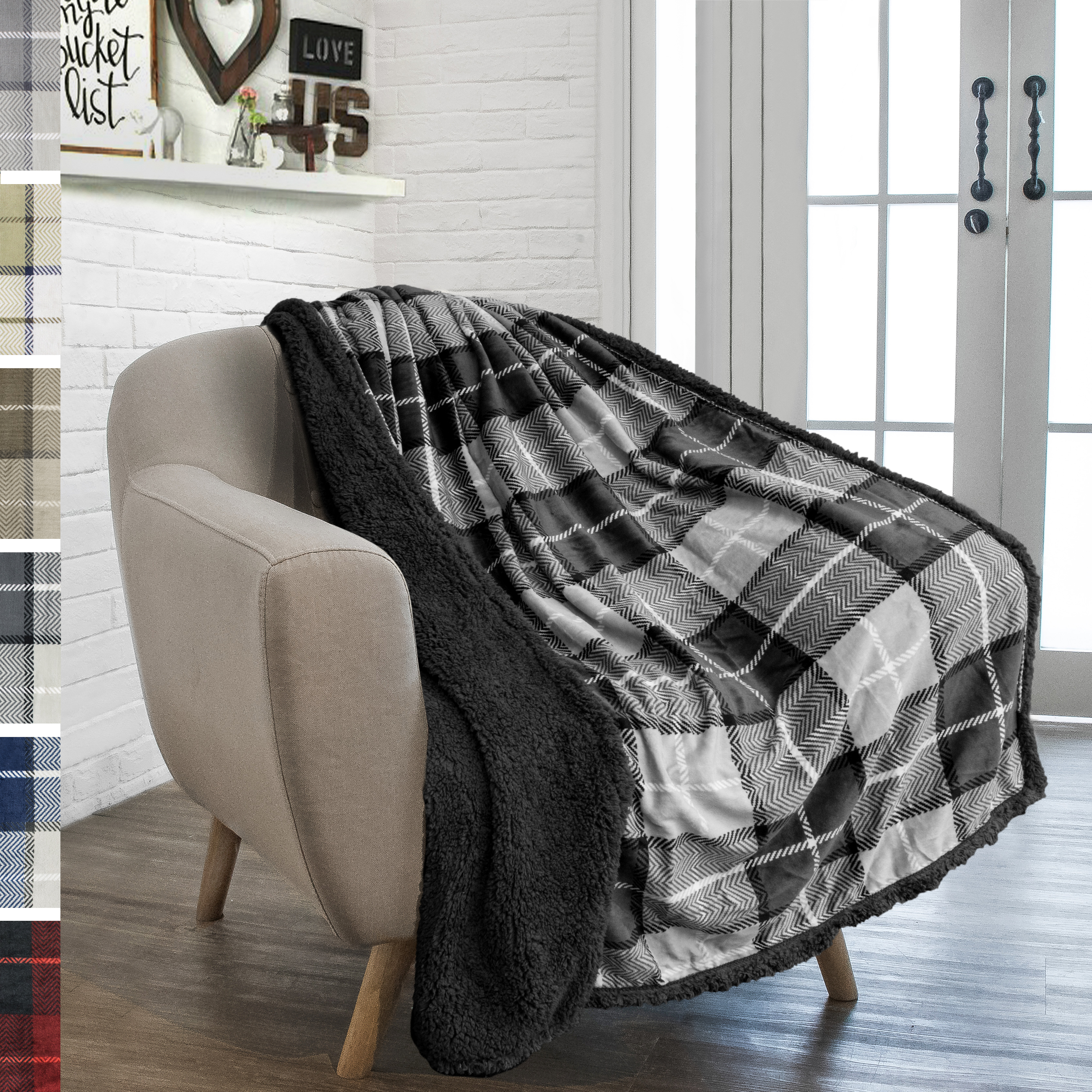 very soft and cosy Premium Sherpa Throw Bed blanket or snuggly sofa throw 