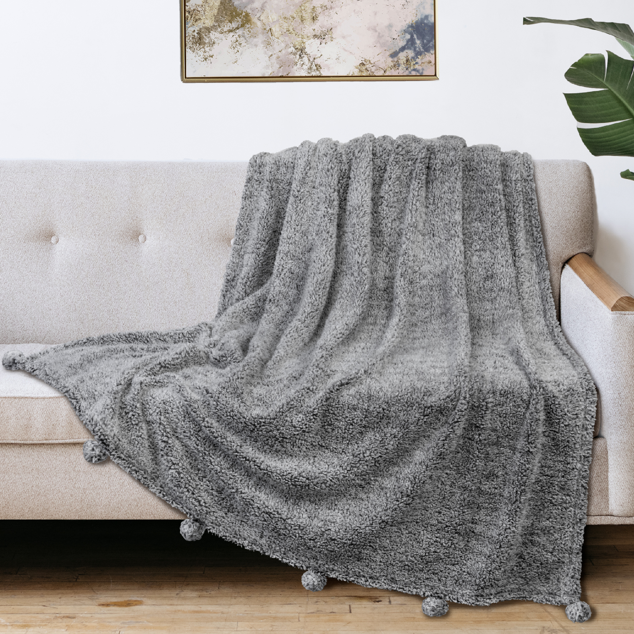 Fluffy Throw Blanket Pom Pom Tassel Soft Blanket Sofa Couch Bed Warm Cute Fuzzy - Picture 17 of 68